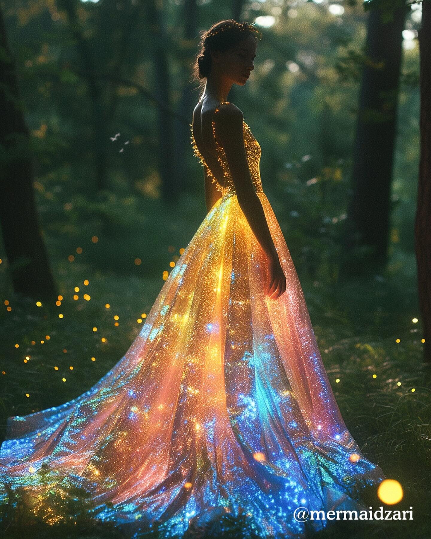 Part 2 of my wedding light up looks! Would you wear one?

This is for all of the fairy lovers who want a fantasy wedding in a dark forest filled with unicorns 🦄 

I designed them to be threaded around light fibers that would interlace together to cr