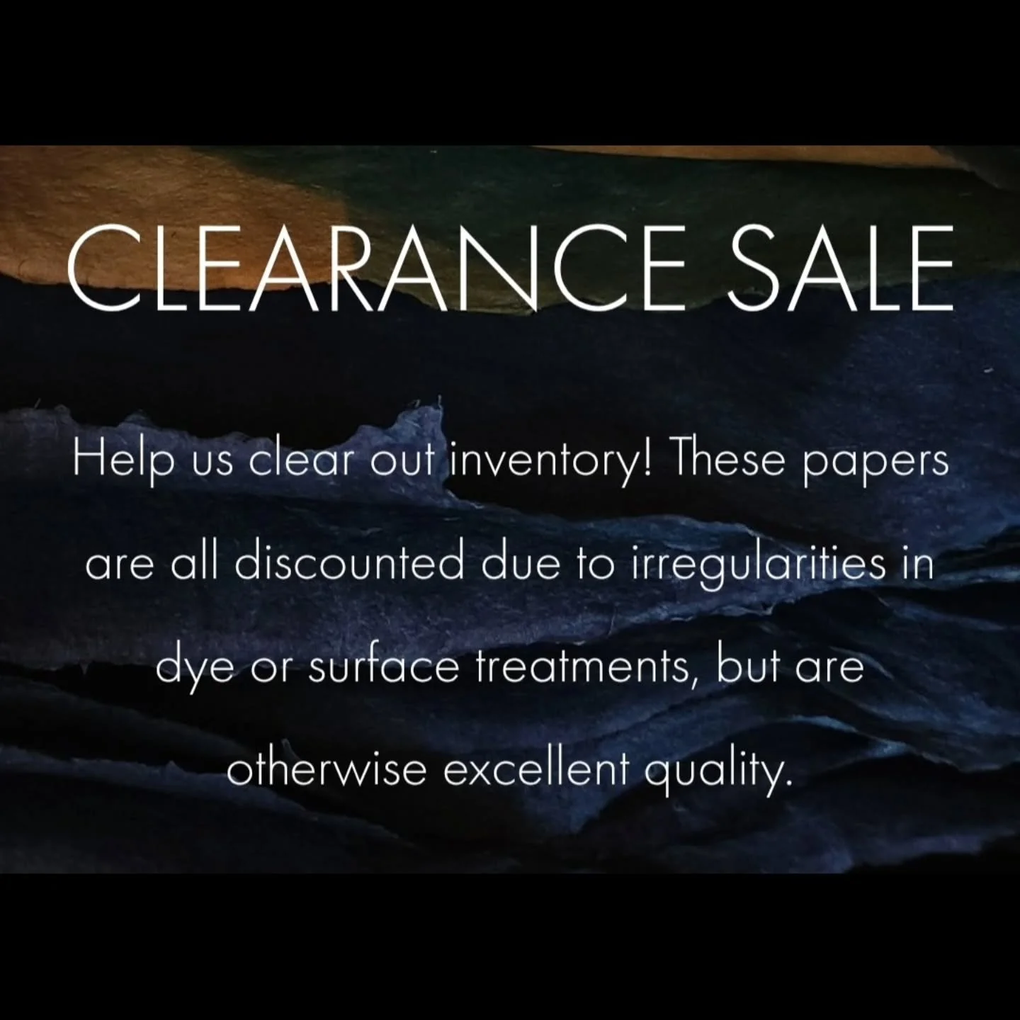 Clearance Sale! Our final shop update before we hand off retail sales of our catalog to @hiromipaper and @talasonline has dropped. Newsletter recipients got there first, but there's still some good deals to be had.

Thanks for helping us shift gears 
