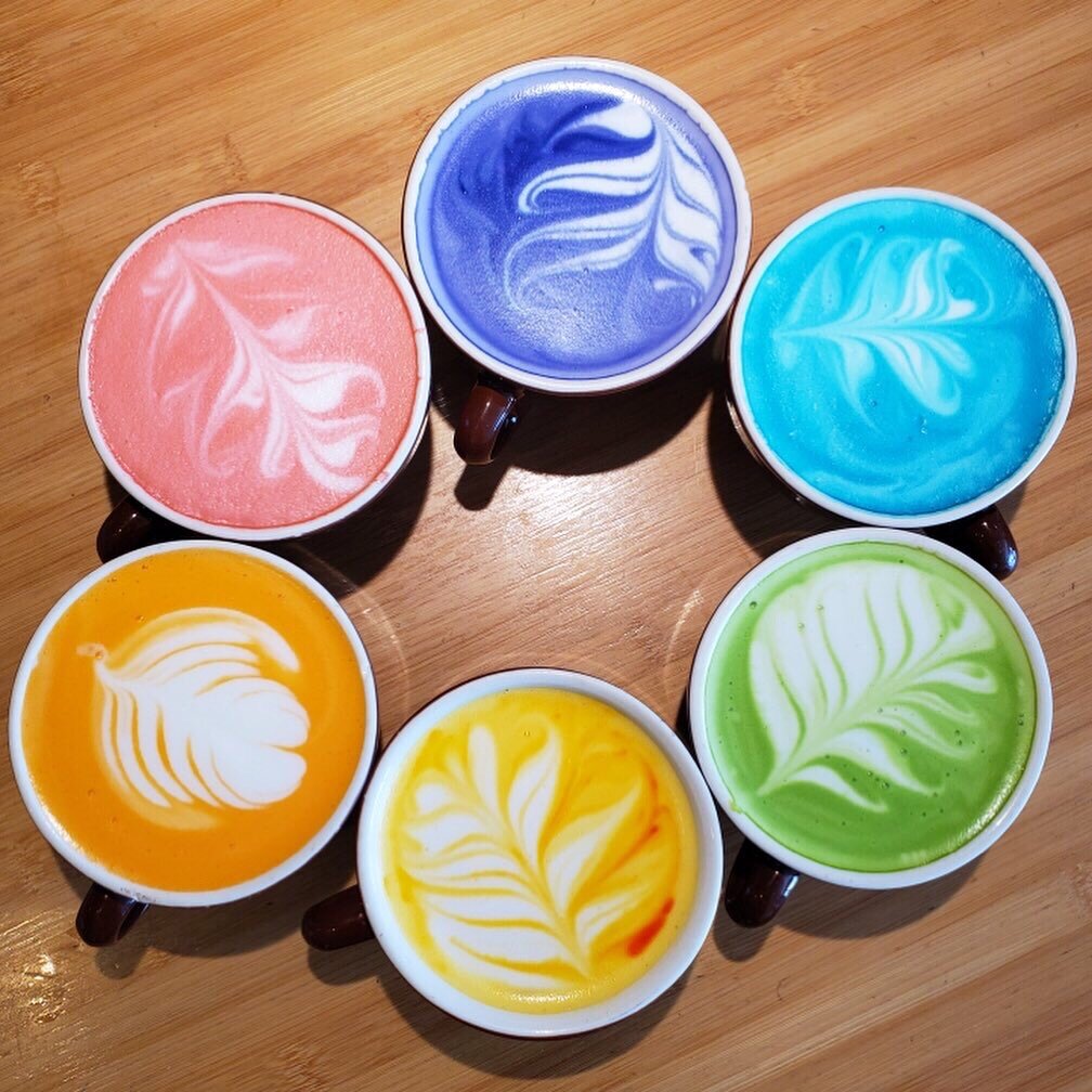 Colorful latte art