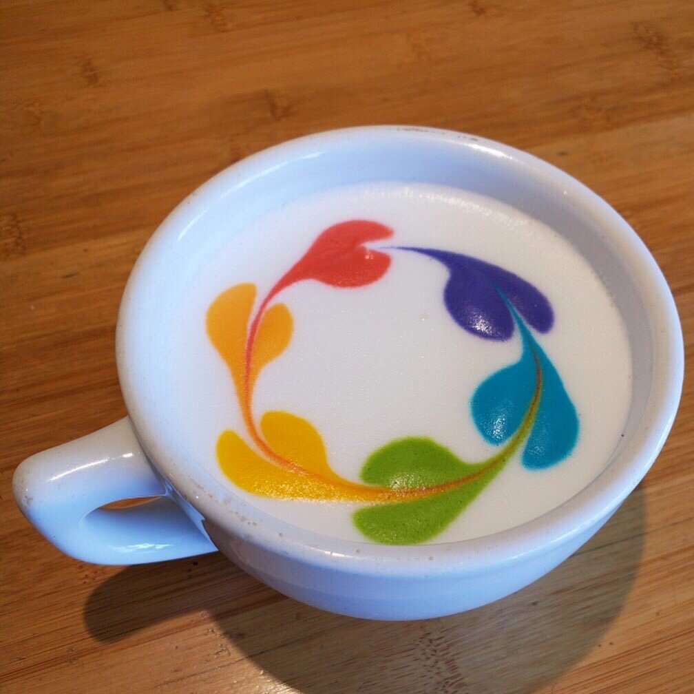 Rainbow latte art