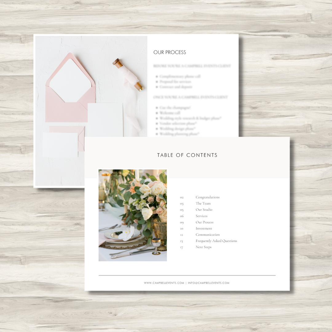 Client Experience Templates for Wedding Planners Investment Guide Welcome  Guide and Emails — Dakota Design Co
