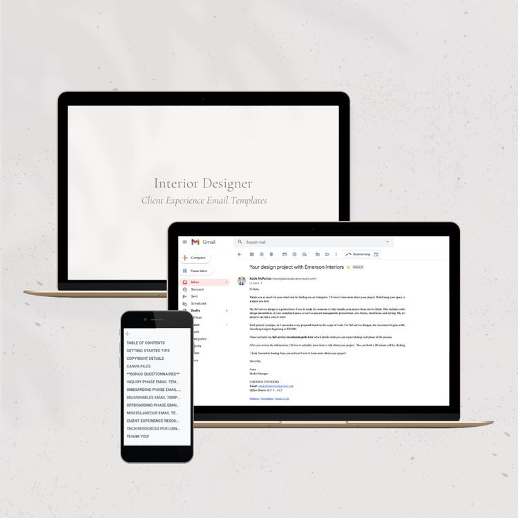 Interior Designer Email templates for new inquiries, onboarding new ...
