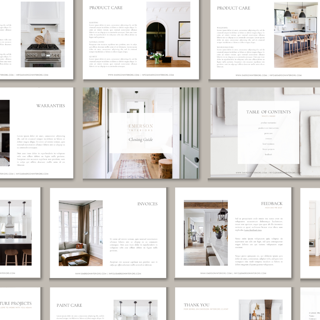 Project Closing Guide or Goodbye Packet for Full Service Interior Designers