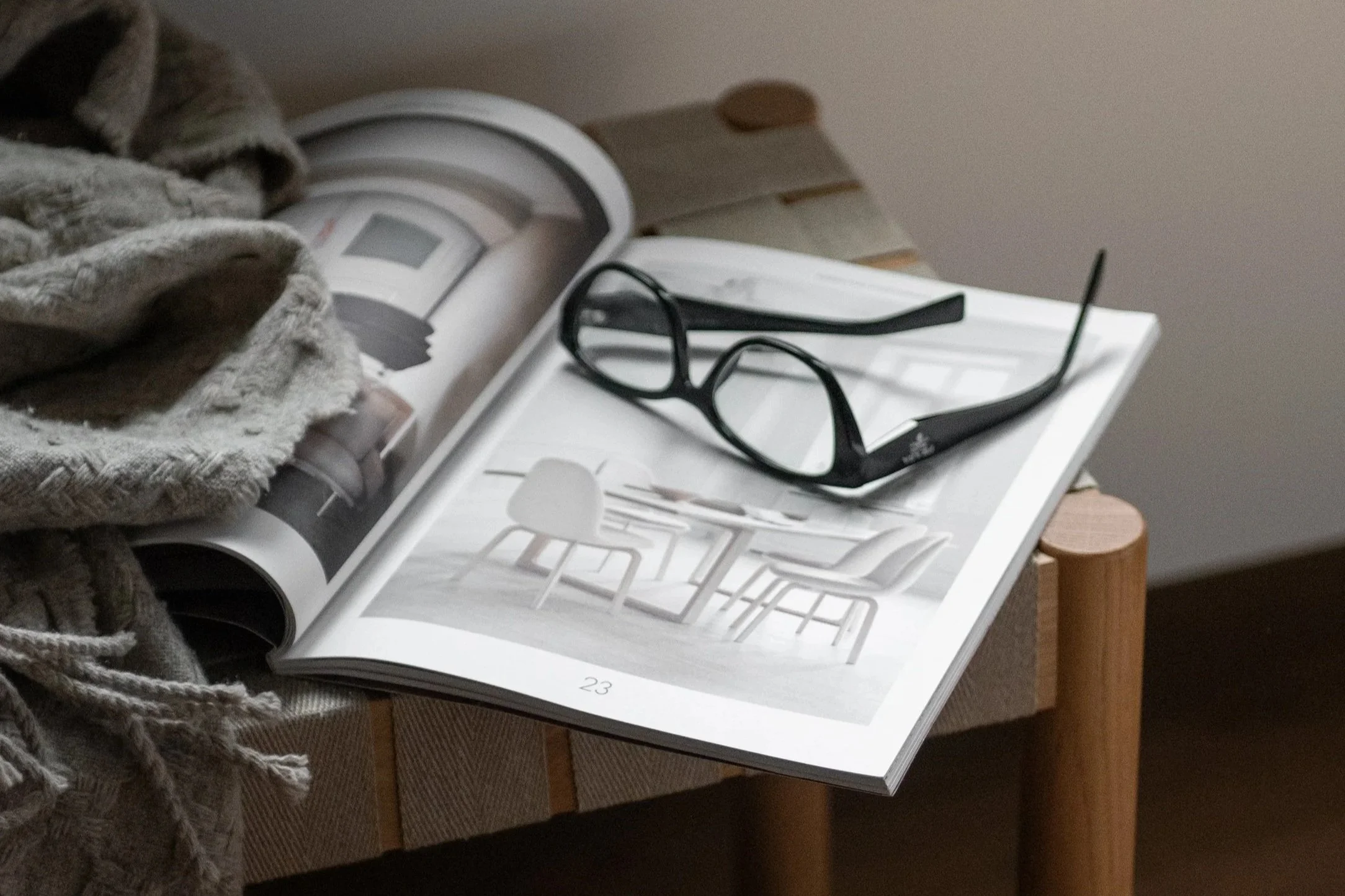 Coffee table book on chair