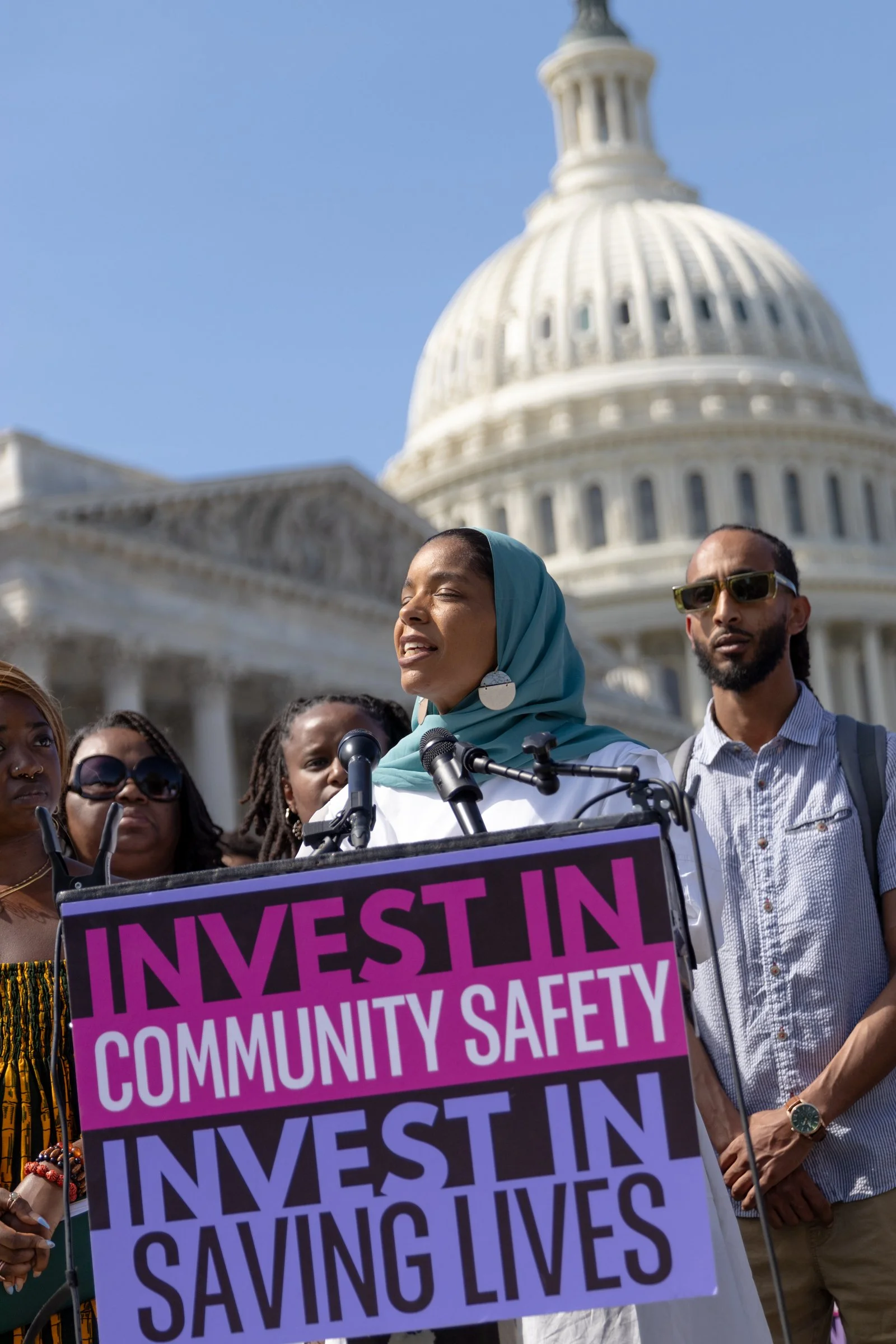 Organizer Rukia Lumumba and others on Capitol for the People's Response Act.