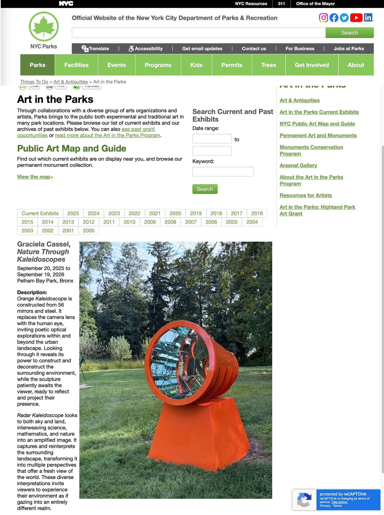 2025- Art in the Parks. New York City.Nature through Kaleidoscopes