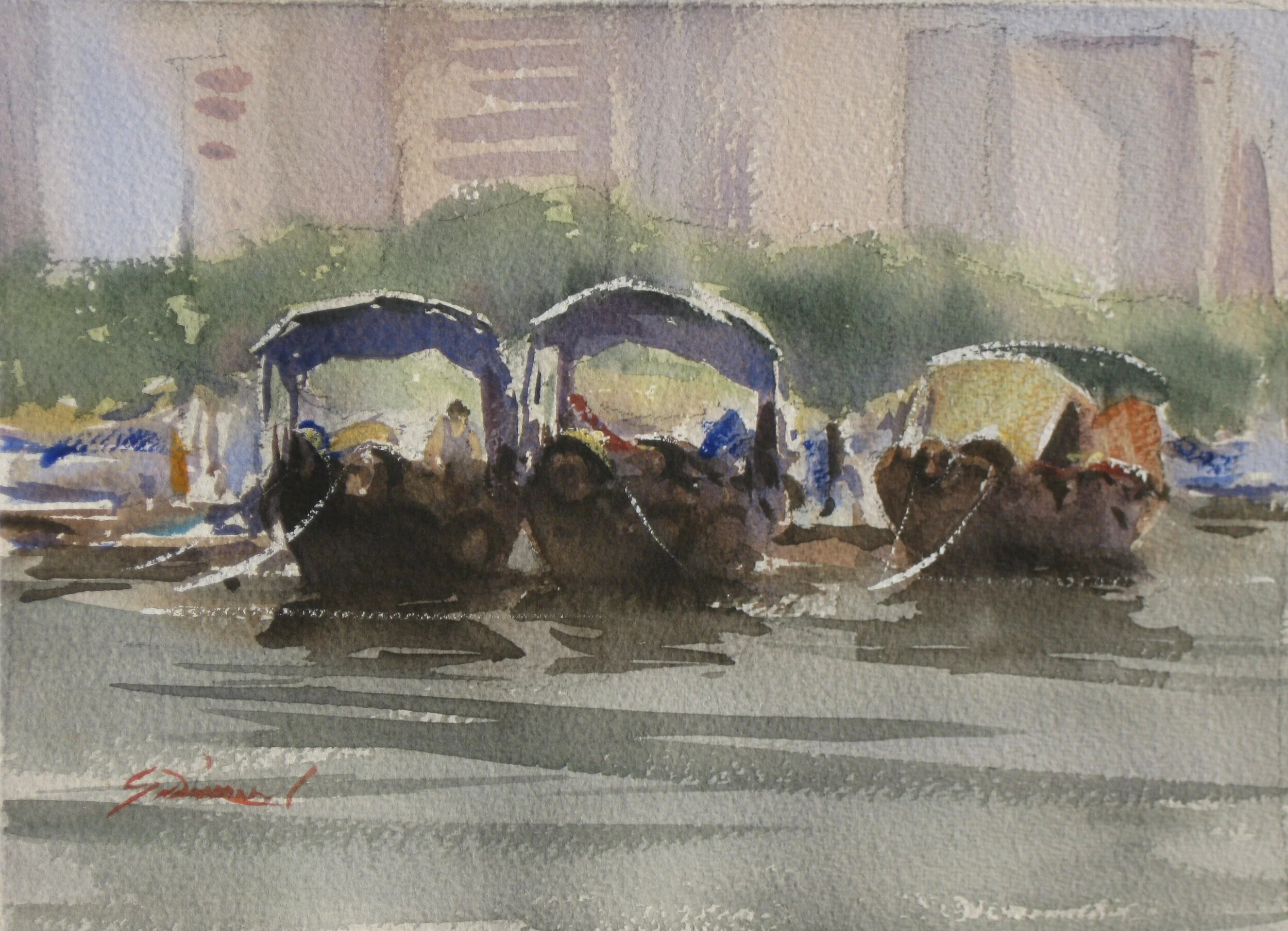 Sampans at Rest, Aberdeen - Gordon Dickson.JPG