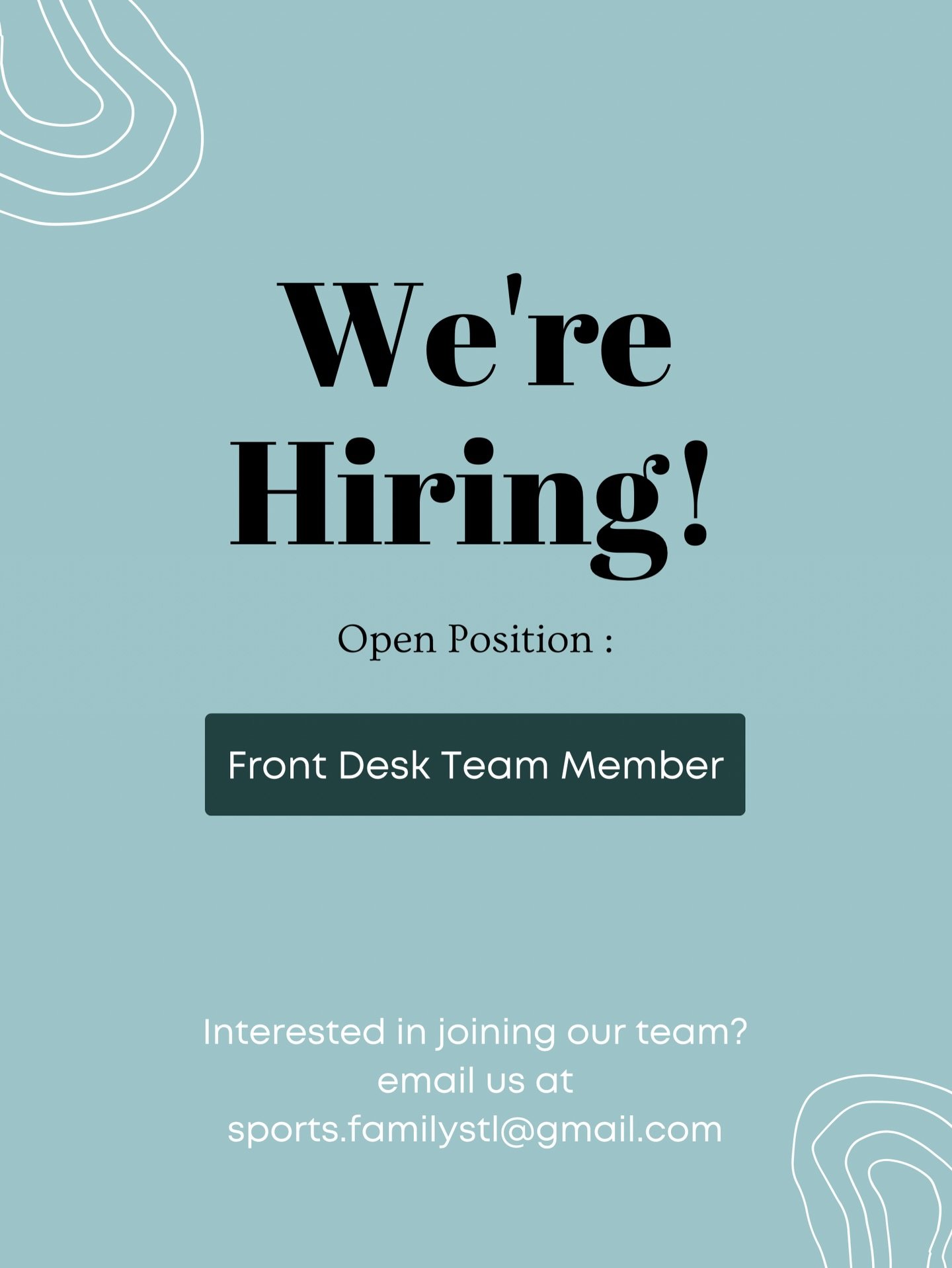 We&rsquo;re Hiring! 🎉
Sports &amp; Family Chiropractic &amp; Acupuncture LLC is looking for a friendly, organized, and reliable Front Desk Team Member to join our growing office!
If you love helping people, enjoy working in a positive environment, a