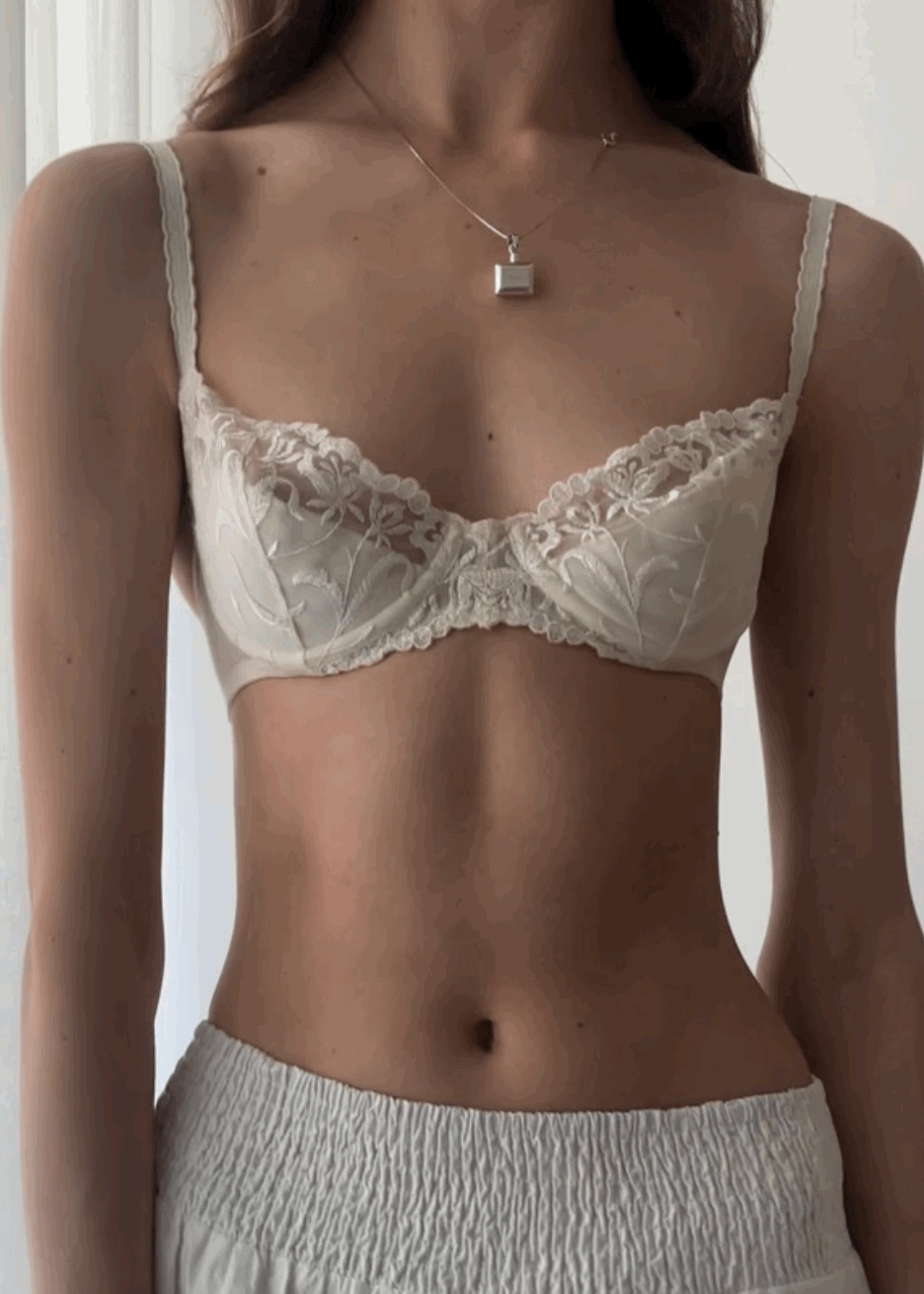 ETHEREAL 90'S CREAM LACE DETAIL BRA (34B) — Efff