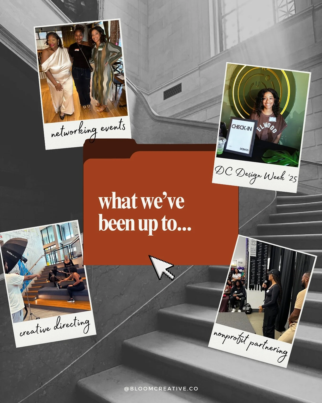 // hello community 👋🏽 the past couple of months at Bloom Creative have been busyyy — we wanted to catch you up on what we’ve been up to! 
🌱 networking with some amazing comms + marketing professionals at the @blackwomenmarketers mixer