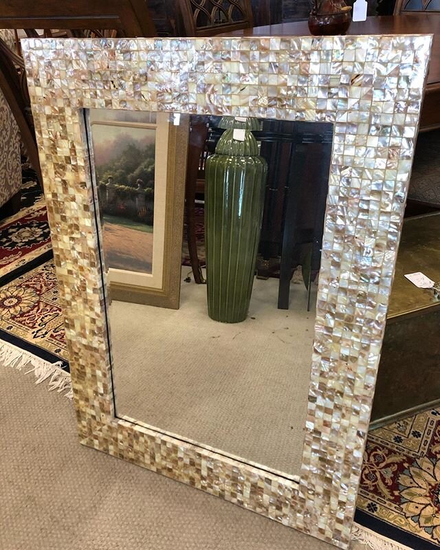 Shell mirror. Looks like mother of pearl. 27&rdquo;x37&rdquo;