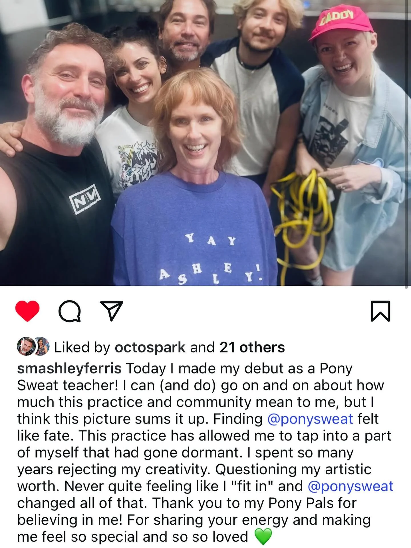 GO ASHLEY!!!! It takes so much bravery and vulnerability to take the step from student to teacher 🩷🩷 You&rsquo;re doing it!!!! First week almost in the books ✔️ (and how awesome is Erin&rsquo;s celebratory tshirt!!!!) Ashley is teaching her bangin 