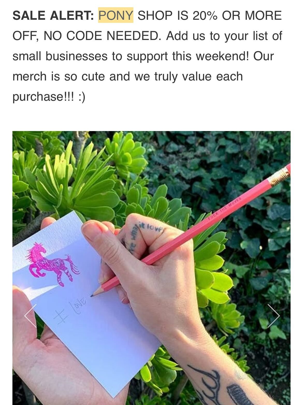 News from this week&rsquo;s Substack dispatch!! 20+% off merch in the Pony Shop, special FREE Exercising and Listening to Records class this morning 9:30AM PT, Saturday 11AM PT Zoom dance aerobics with Emilia, in-person class schedule this week to th