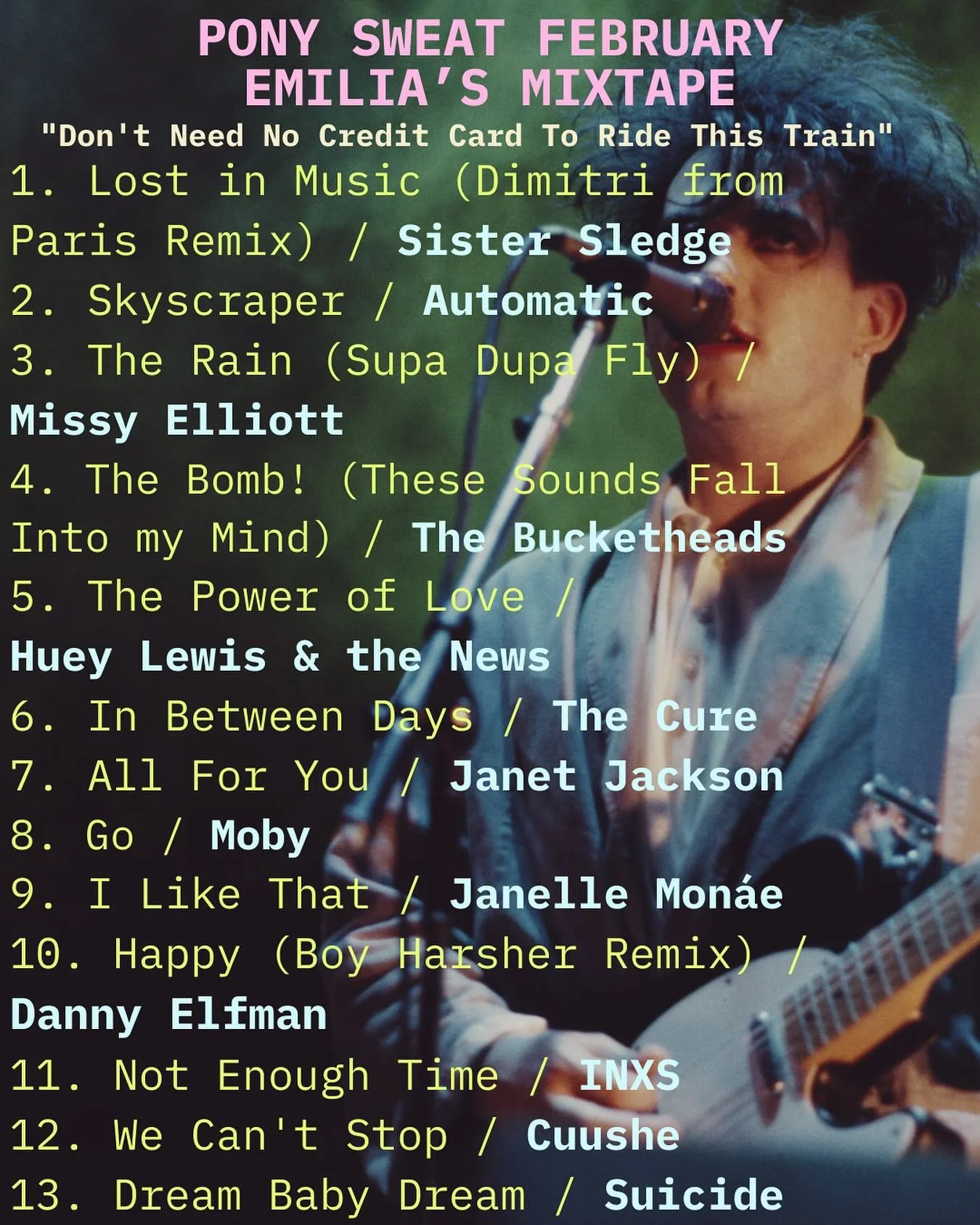 Emilia&rsquo;s February mixtape for fiercely noncompetitive dance aerobics!!! We last danced to this set of songs in January 2023 at Live Arts (RIP) ❤️❤️❤️ Join Emilia for class at Pickle Factory in Frogtown Wednesday 10:15AM and Monday 6:30PM!!! Ash