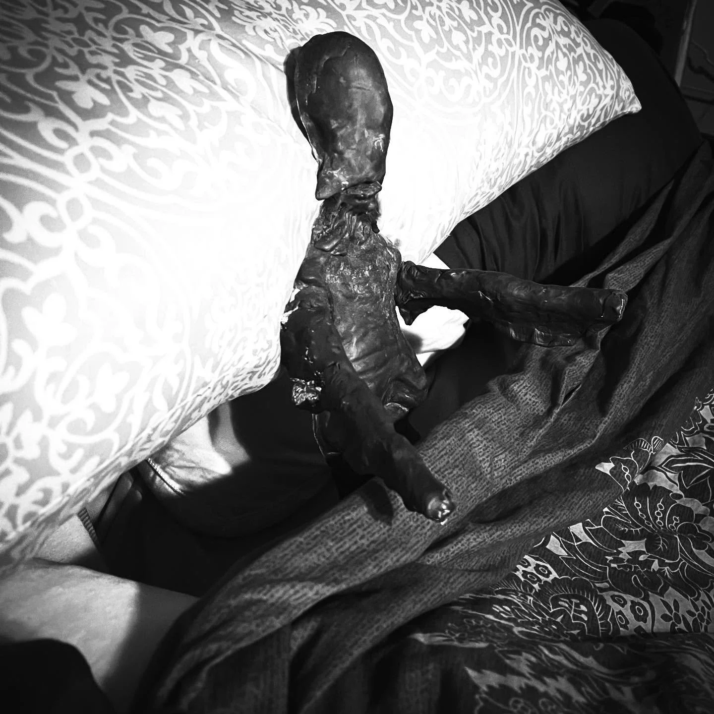 The pale man is feeling slightly under the weather. He&rsquo;s tucked in watching @realmattmcmuscles .
.
.
#panslabyrinth #sculpture #sculptor #wip #paleman