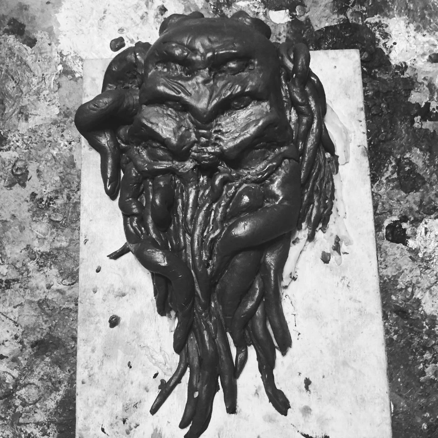 Working on a smaller scale Cthulhu.
.
.
He&rsquo;s much meaner. 
.
.
#horror #horrorartist #cthulhu #sculpture #filthyhorrorsdotcom