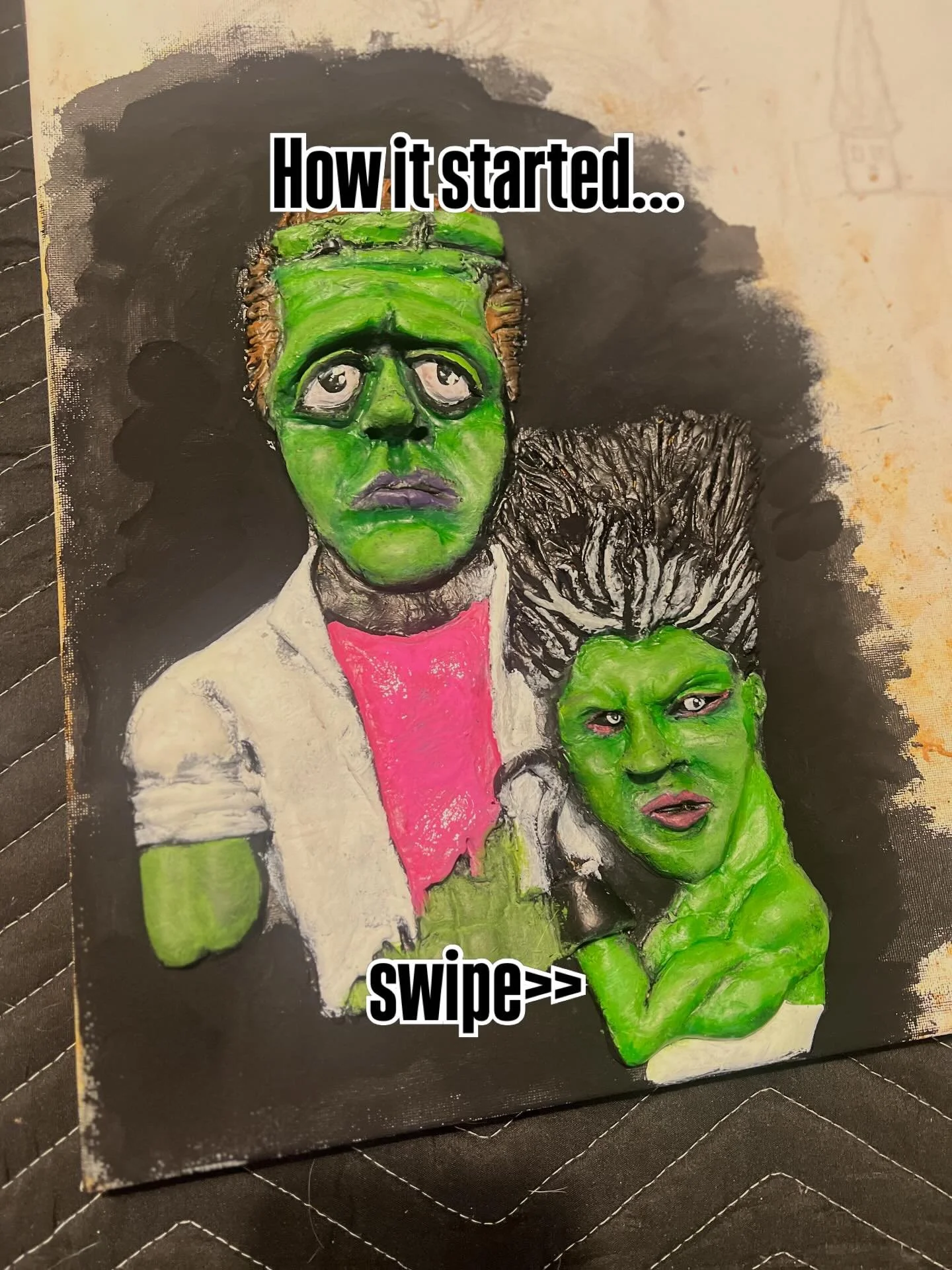 Made a little bit of progress fixing this one. 
.
.
#sculpture #frankenstein #universalmonsters #horrorart #filthyhorrorsdotcom