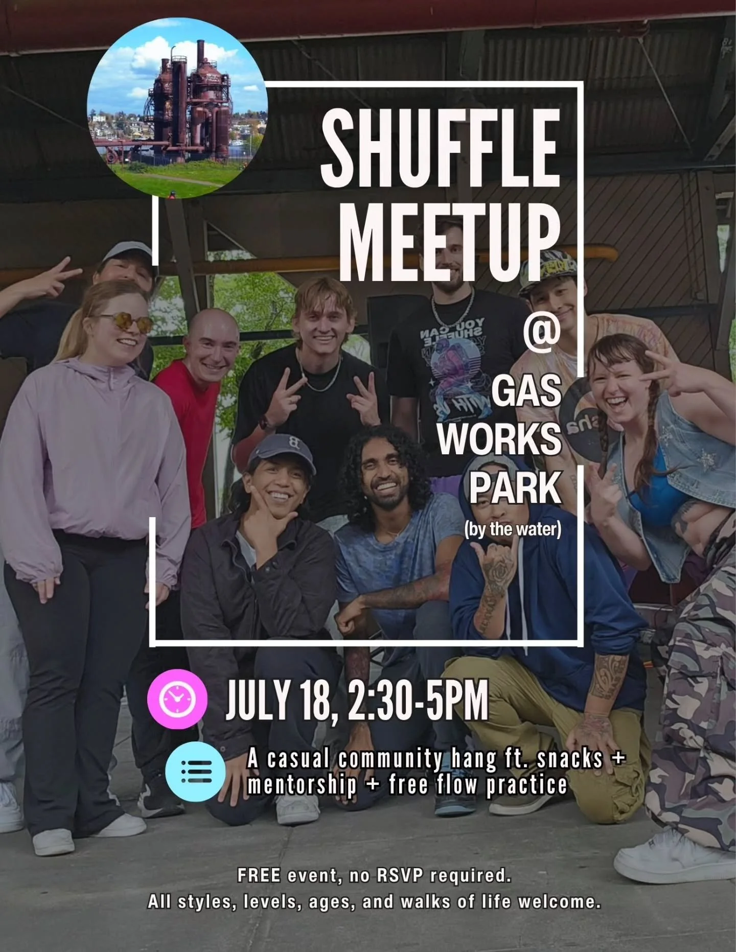 NEXT SATURDAY - SHARE THIS ON YOUR STORY &amp; SPREAD THE WORD 🙏

This is a super casual community hang to sesh, train, hang out and enjoy some PNW summer sunshine ☀️ 

⏩️ This event is FREE! 

⏩️ Beginners are WELCOME - so are flow artists and danc