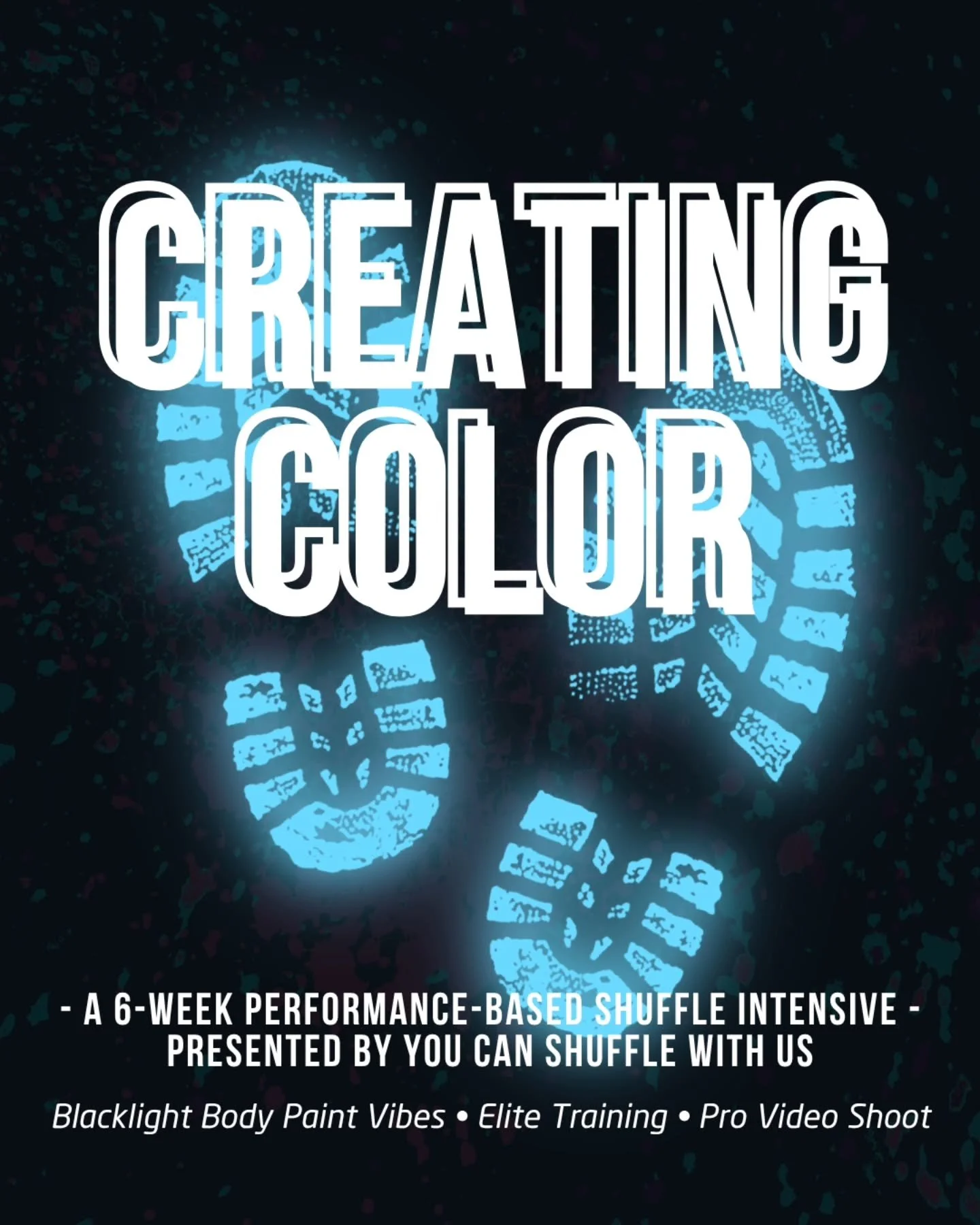 Calling Seattle shufflers - the winter intensive is BACK!!

Join us for a 6-week dance journey that builds toward our final project: 

A music-video style performance shot with blacklights, body paint, and YOU!

This is a dance piece with something t