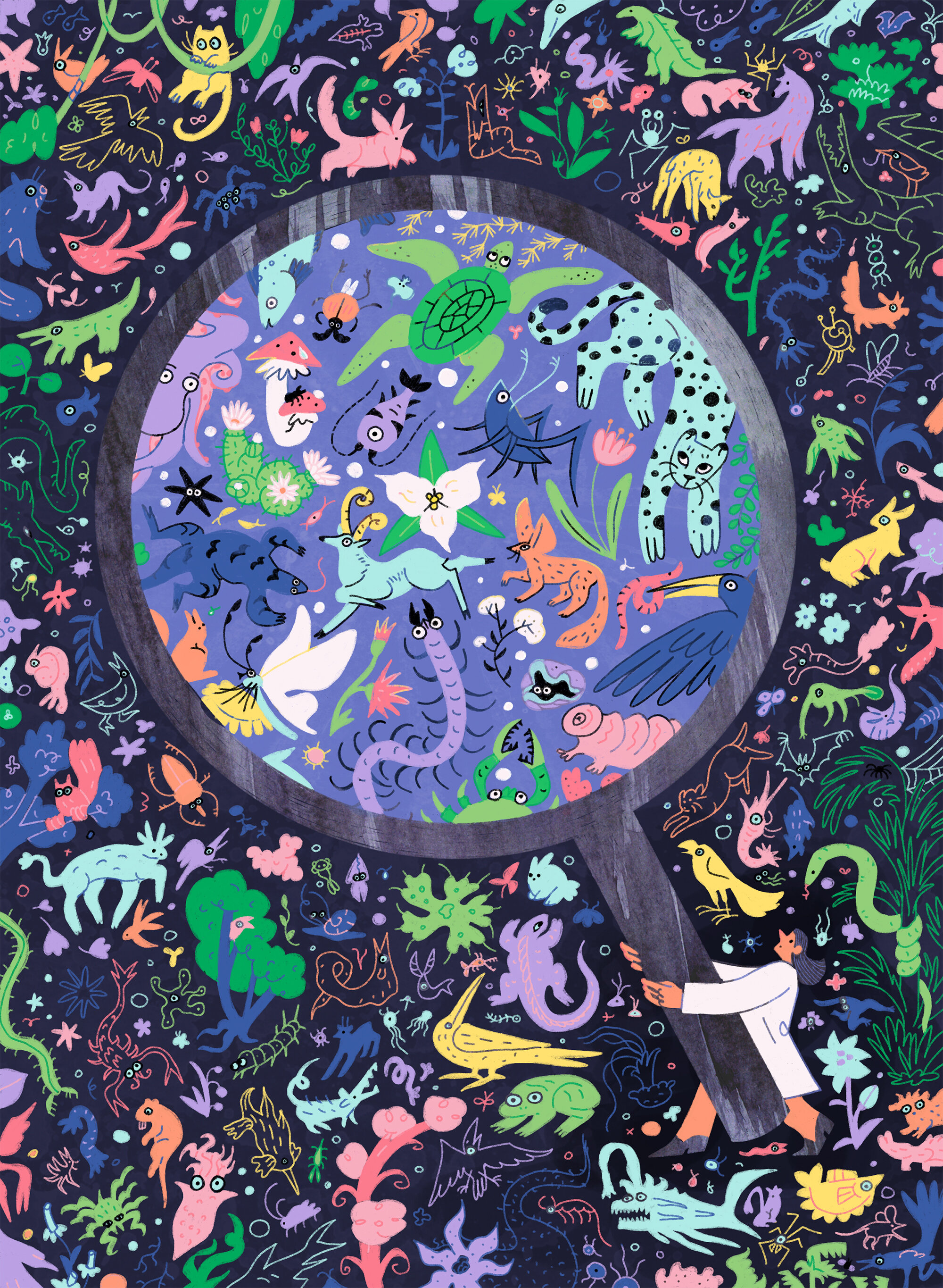  For Canadian Wildlife Magazine, to accompany the article about millions of undiscovered species that we share our planet with, and how we will most likely cause them to go extinct before even learning of their existence. 