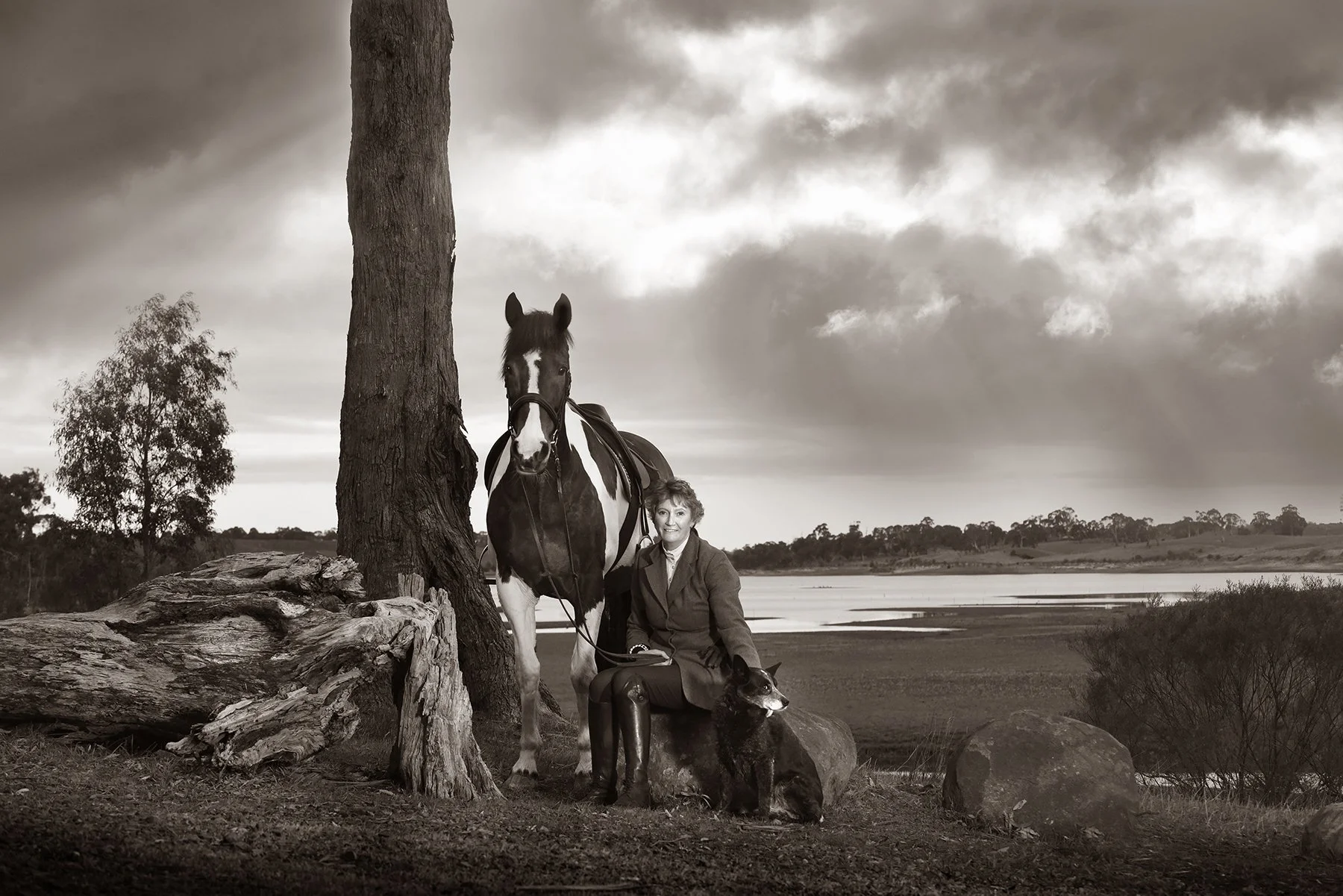 Under dramatic skies in Central Victoria — soulful equestrian portrait.