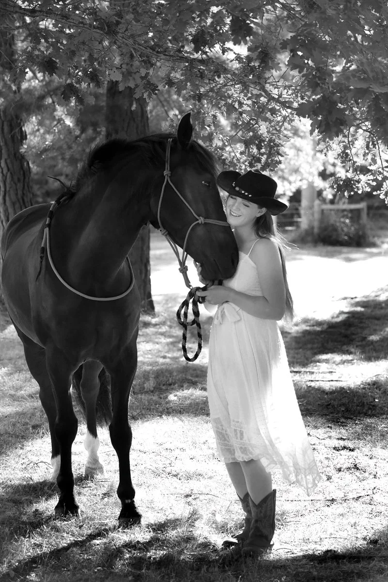 Leaning into his shoulder — trust and calm, Kyneton equestrian portrait.