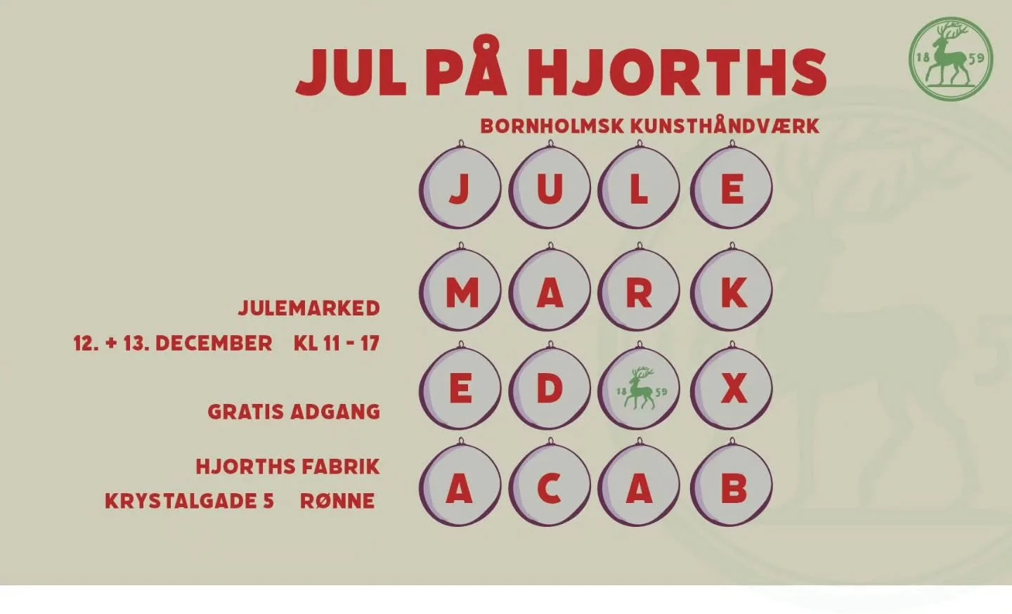 Kommer du forbi til Jul p&aring; Hjorts Fabrik i R&oslash;nne. 
S&aring; kig forbi min stand, jeg gl&aelig;der mig til at sige go jul 🎄❤️