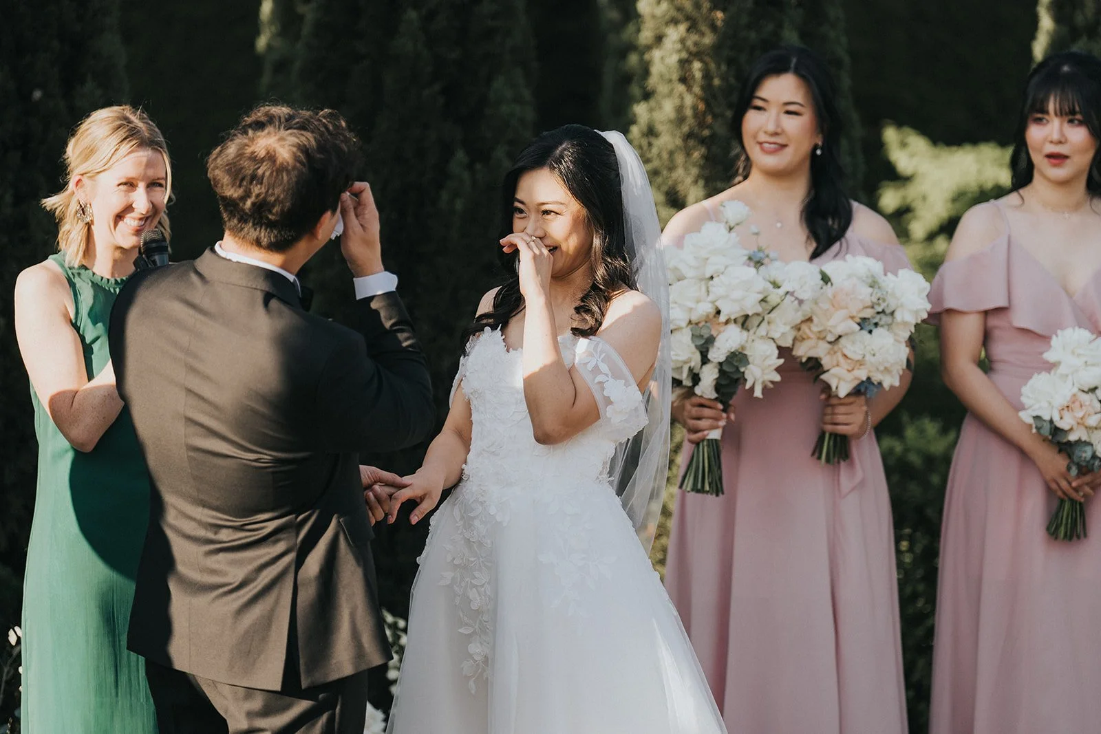 Emily Carr officiating a fun outdoor wedding ceremony in Melbourne.