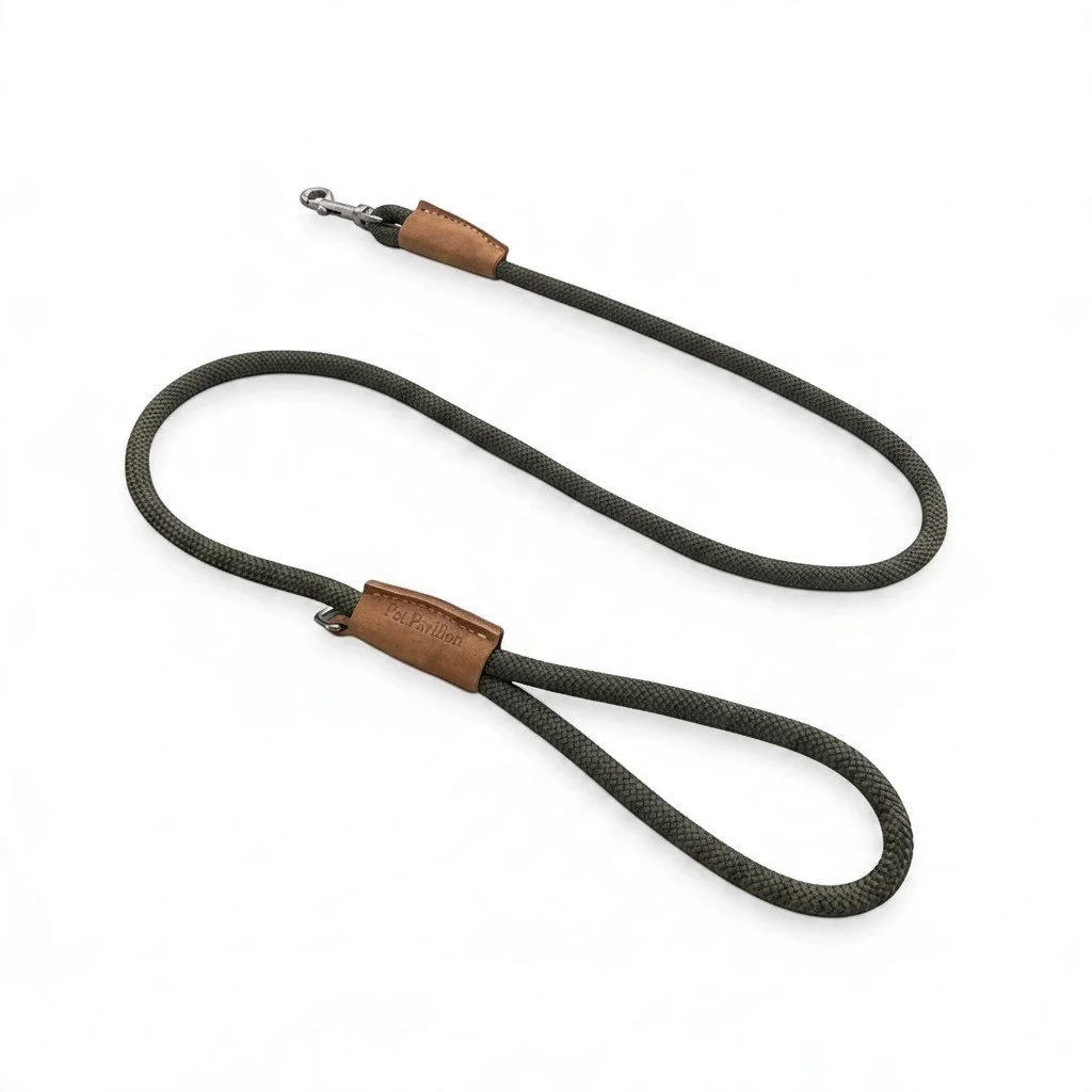 Pet Pavilion Italian Nylon Lead - Green & Cognac