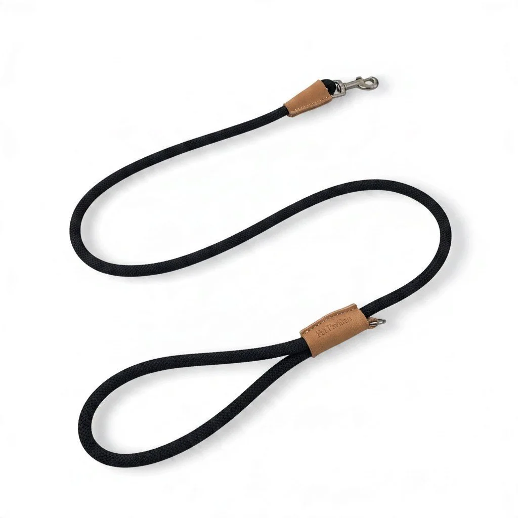 Pet Pavilion Italian Nylon Lead - Black & Cognac