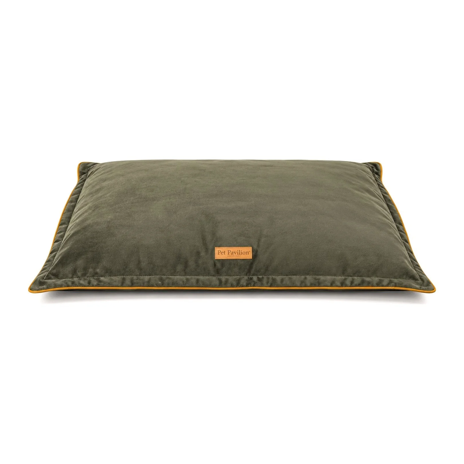 Pet Pavilion Green / Mustard Water Repellent Cushion, front view