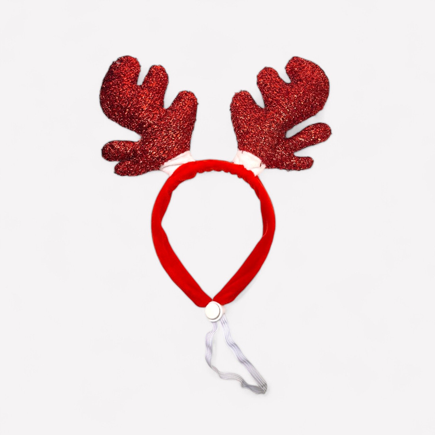 Red Sparkle with Antlers Headband