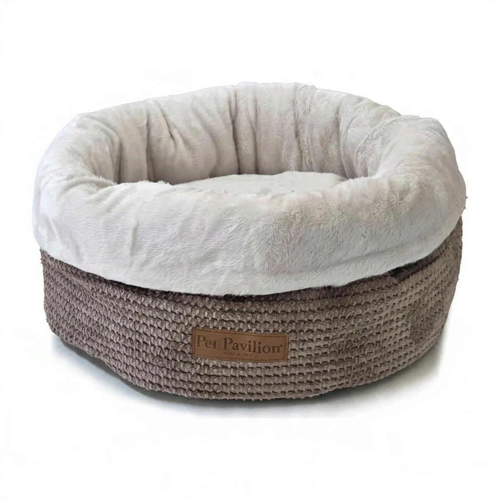 Pet Pavilion Woven Cat Basket With Removable Cushion Beige 50x50x30cm