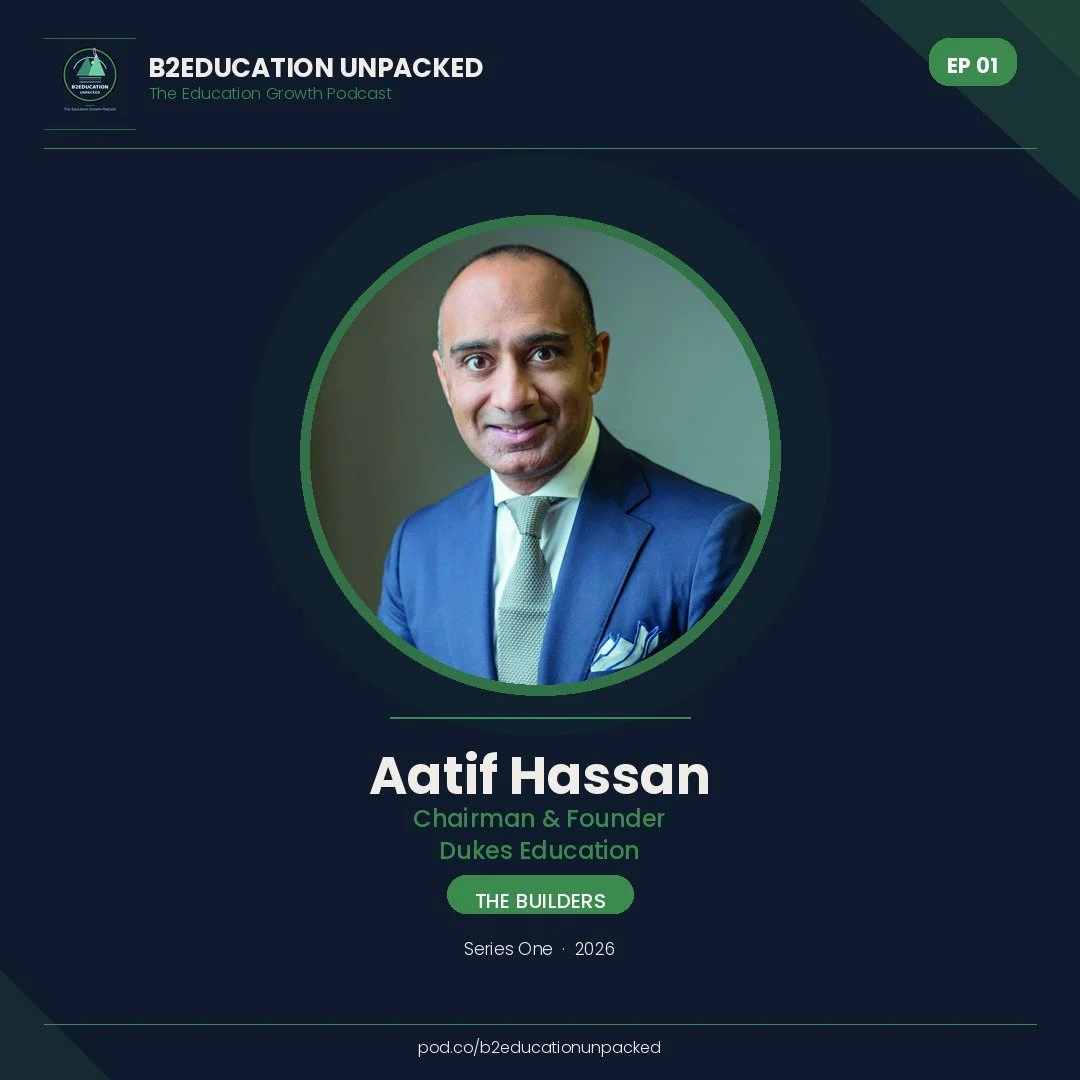Founder and Chairman of Dukes Education Aatif Hassan was the first guest on the brand new B2EducationUnpacked podcast with Stella James of @seventhsibling 

Listen to the conversation and hear about Aatif's school experience, the events that led to t