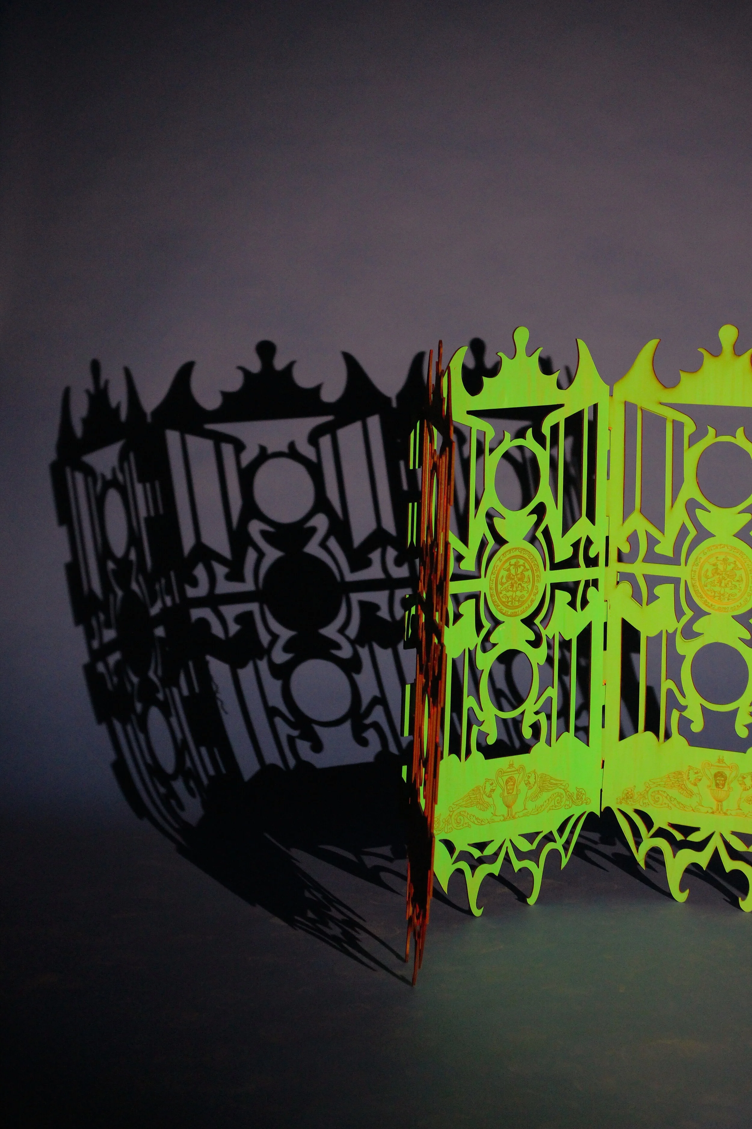 Fanned Flat Pack Giant Lantern: MDF, acrylic Paint