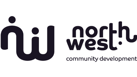 Logo of North West Community Development featuring a stylized lowercase 'n' and 'w' with the words 'north west community development'.