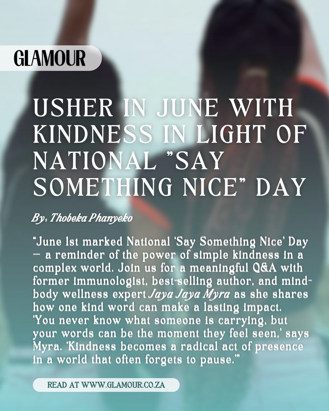&ldquo;Kindness is a radical act of presence. To be kind, you must truly be here&mdash;to notice, to listen, and to respond with authenticity.&rdquo;

I recently shared my thoughts with Glamour on why kindness is a daily practice, not a one-day event