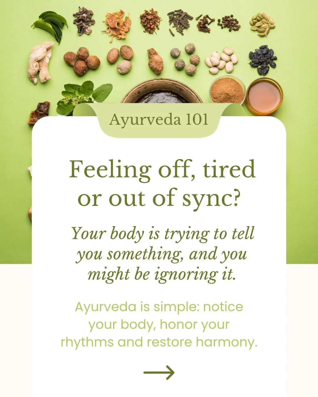 Ayurveda 101: Ancient Wisdom for Modern Balance

Ignoring my natural rhythms felt easiest and less draining (or so I thought) on long, stressful days. I'd eat and work according to convenience rather than how my body truly felt. In the end, I felt sl