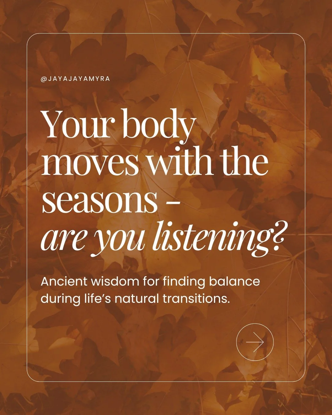 Nature never resists change; it flows with it. 🍁 

But as humans, we often forget that we&rsquo;re part of nature too.

According to Traditional Chinese Medicine (TCM) and Ayurveda, each season carries its own energetic blueprint. When we align with