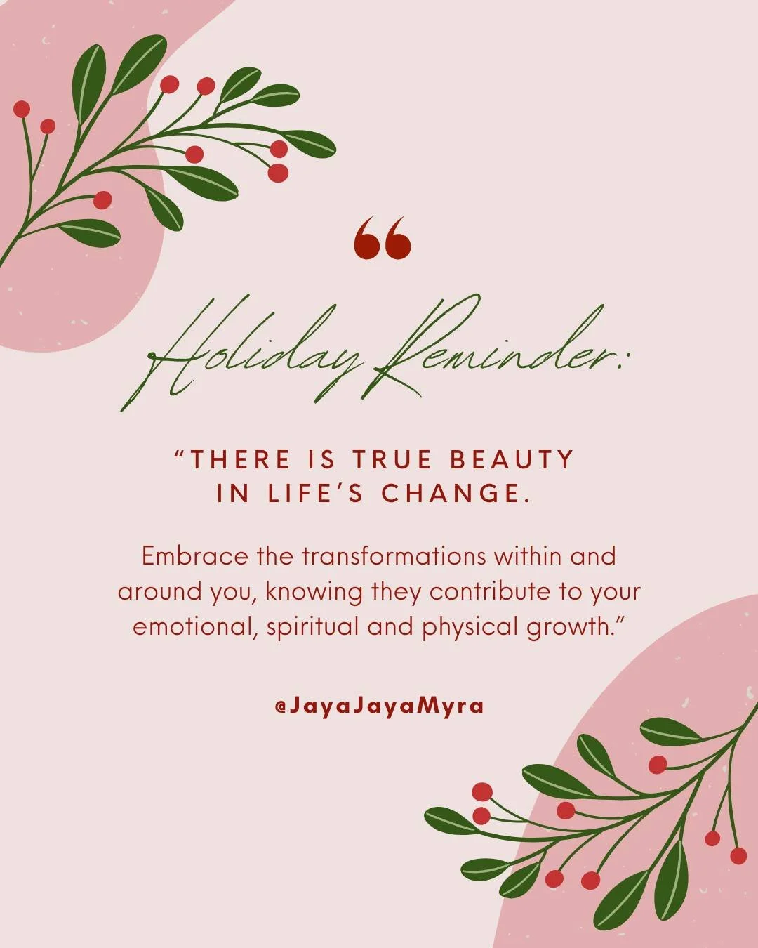The holiday season naturally invites reflection... 

But not just on where you&rsquo;ve been, but on how much you&rsquo;ve grown along the way.

Change isn&rsquo;t always comfortable. 

Sometimes it stretches you, softens you or asks you to let go of