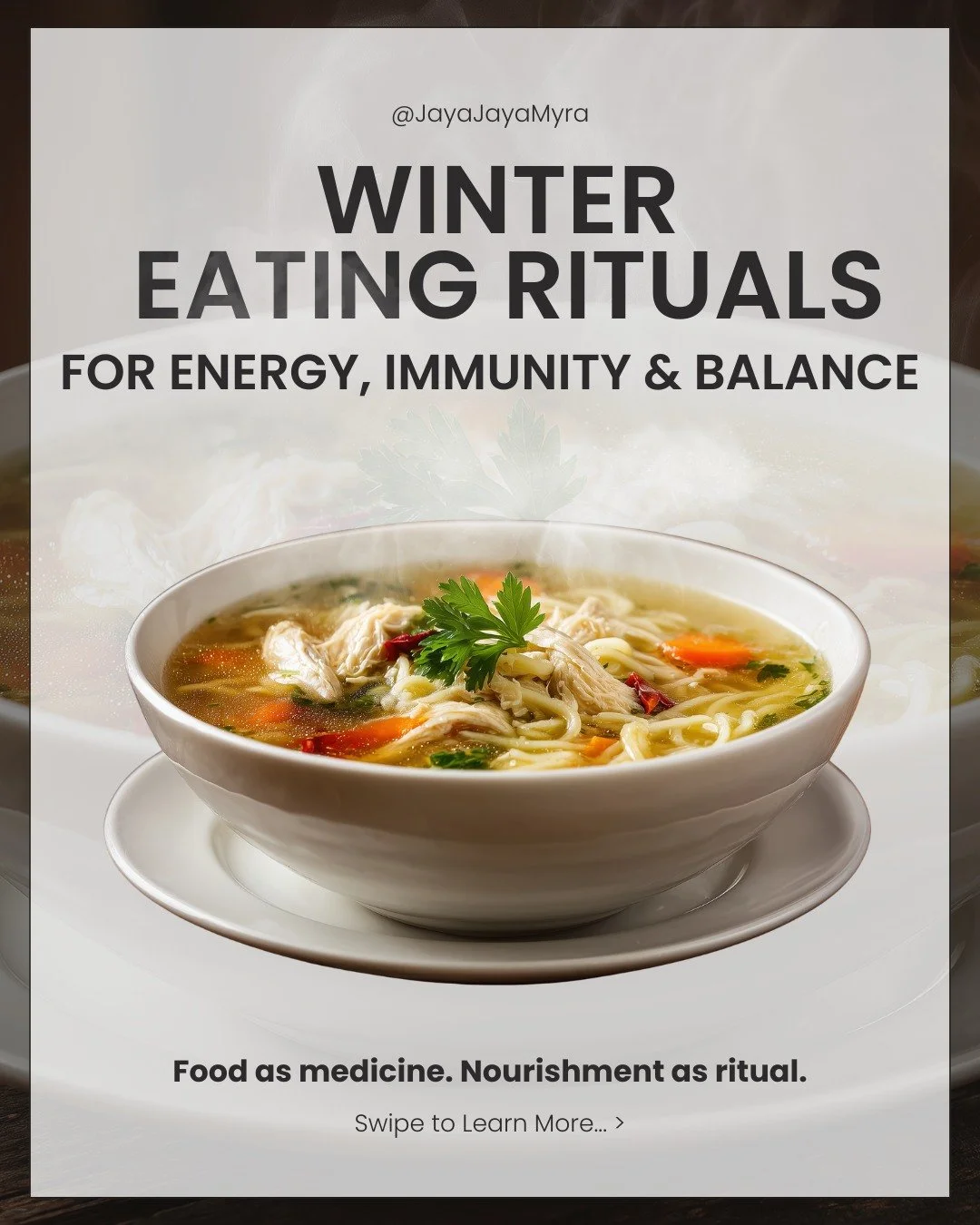 Winter is a season for restoration.

In colder months, the body naturally asks for warmth, grounding, nourishment, and rhythm.

When you eat with the season, you support:
❆ Immune function
❆ Digestive strength
❆ Nervous system regulation
❆ Energy sta