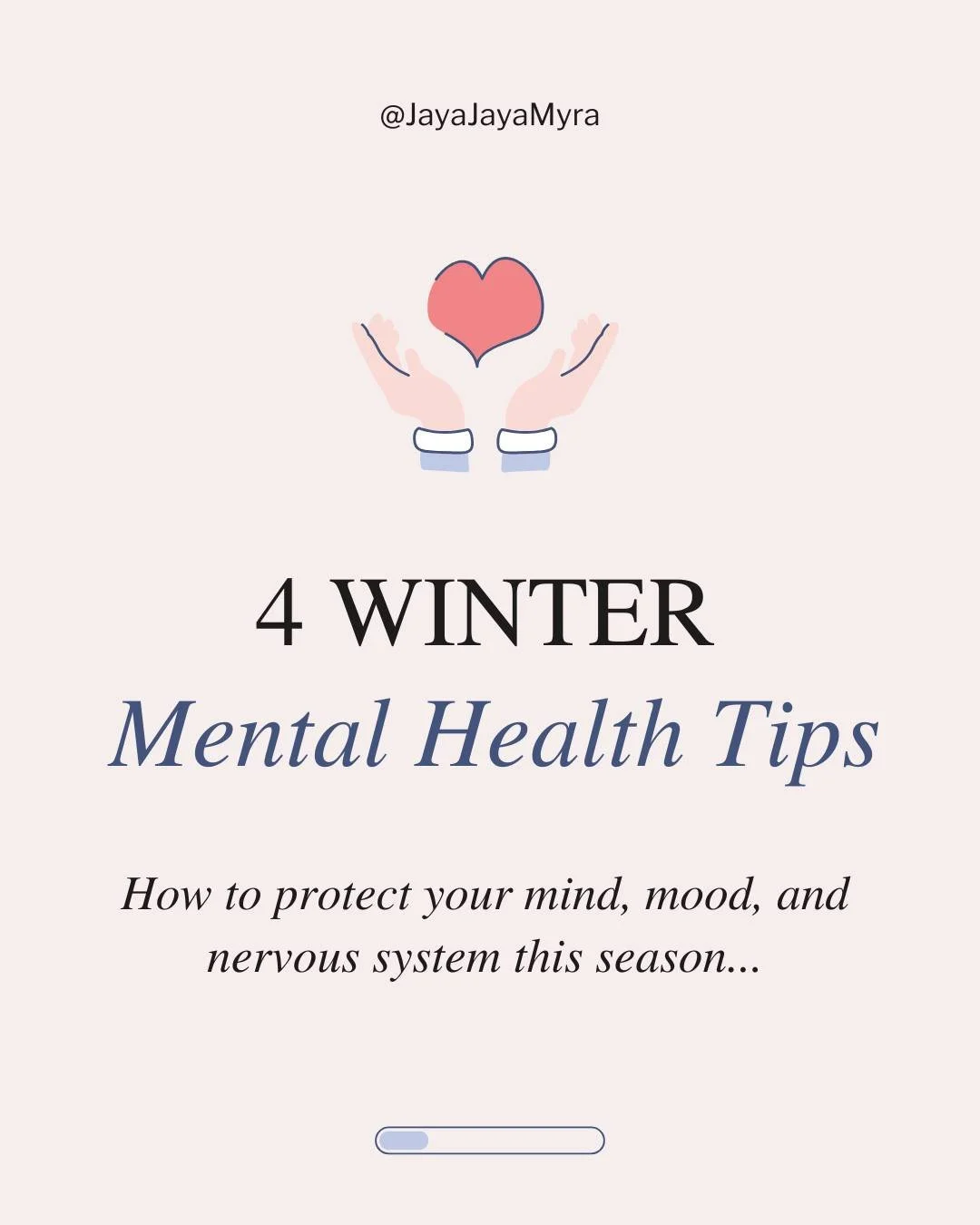 People often confuse mental health with "fixing" themselves. 

But that's not its true purpose! 

In the winter, mental health can be about supporting your system (your WHOLE system) in a season that naturally pulls you inward.
 
Shorter da