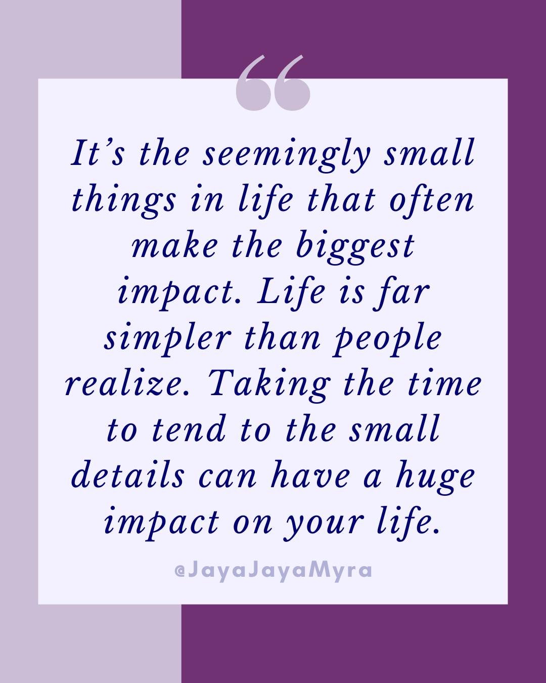 Most people overlook the small things because they don&rsquo;t look dramatic enough on the outside.

But clarity is built in small decisions.

Health is built in small daily rhythms.

Confidence is built in small acts of integrity.

And purpose is bu