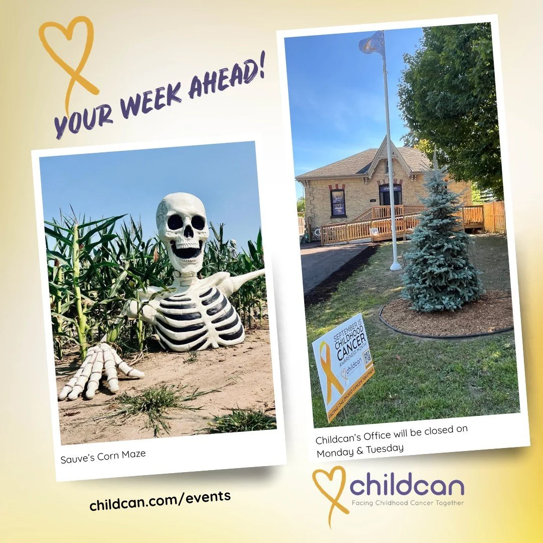 Your week ahead looks a little quiet(er)...
🌽Be sure to check out Sauve's Corn Maze if you're in the neighbourhood. 
🎗Glow gold in the last few days of September.
✋Our office will be closed on Monday and Tuesday. 
📆The following weekend sees lots 