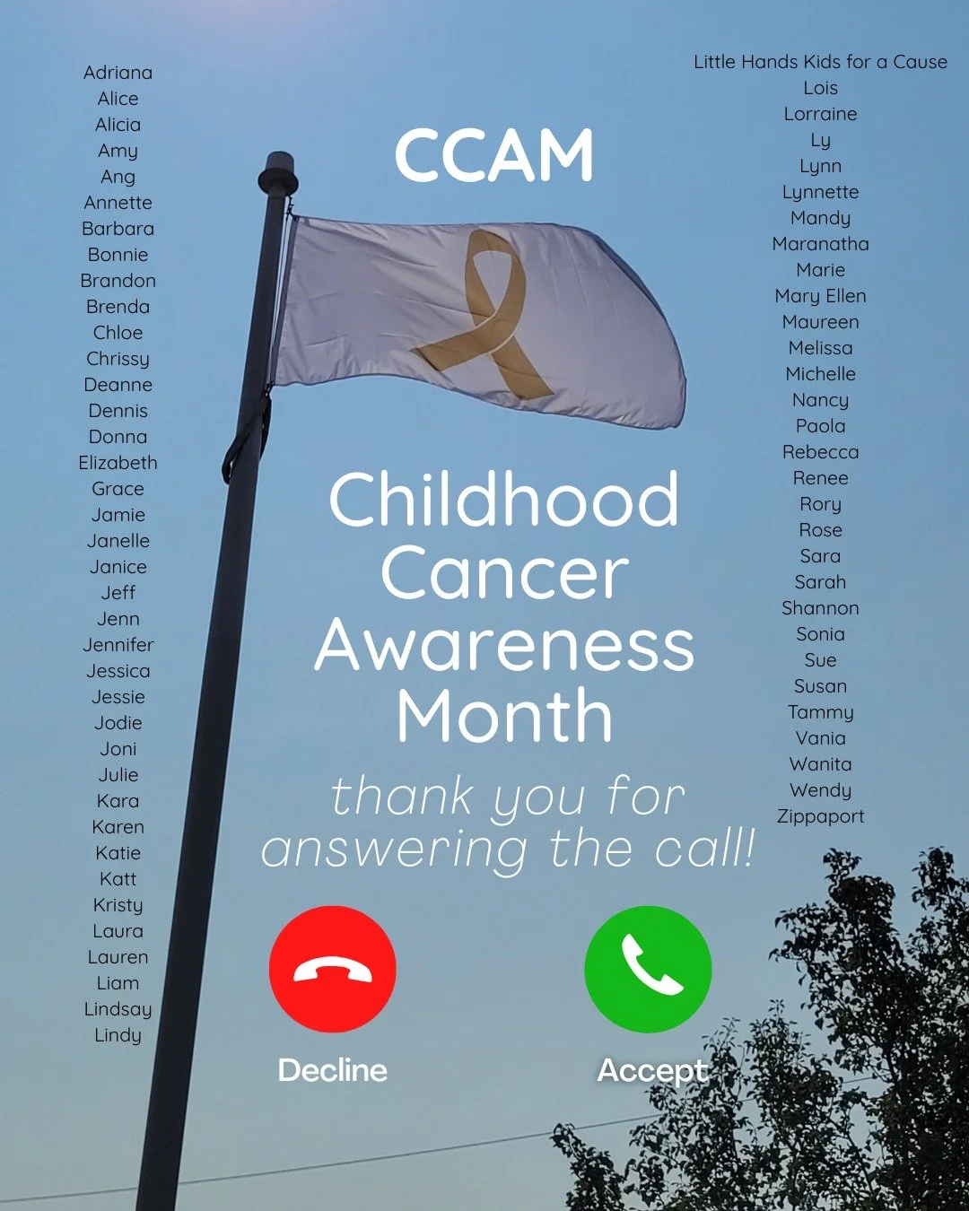 Thank you to everyone who answered the call for Childhood Cancer Awareness Month! Together, we honoured the strength of so many brave children and raised awareness. 🎗️ 

Thank you to everyone who shared posts, glowed gold, raised flags, took steps, 