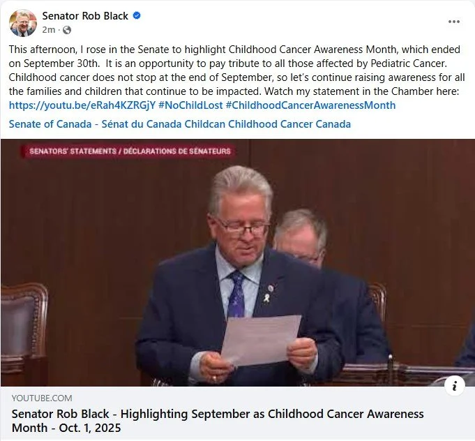 &quot;September has come to a close marking the end of another Childhood Cancer Awareness Month, but pediatric cancer does not stop with the end of the month. We must continue raising awareness for this disease, to promote more investment in research