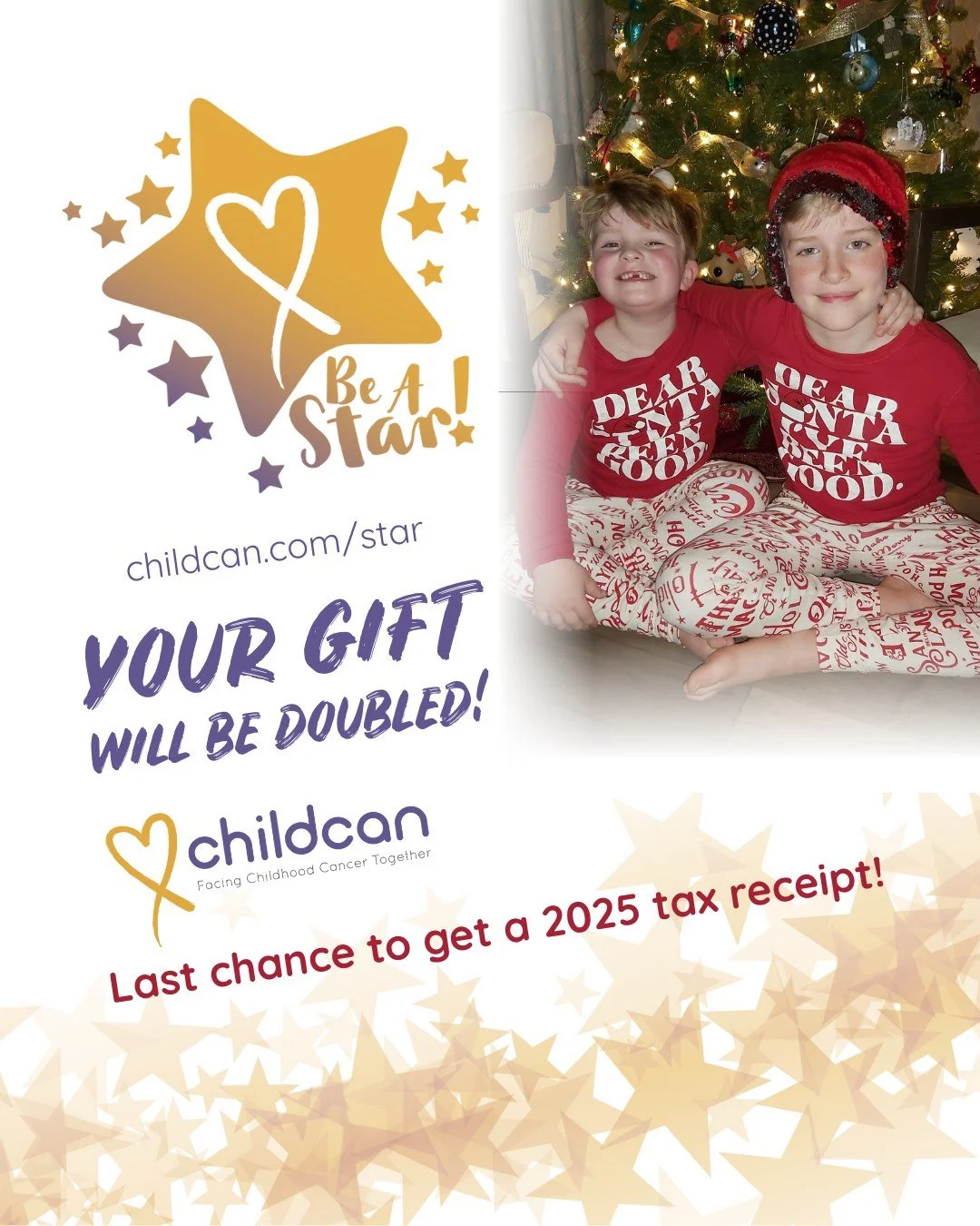 Time is running out to get your 2025 tax receipt! We are also VERY close to reaching the double match, pledged by our Partners in Possibility. Give today and let's make sure every dollar of this generous double-match is fully realized and put to work