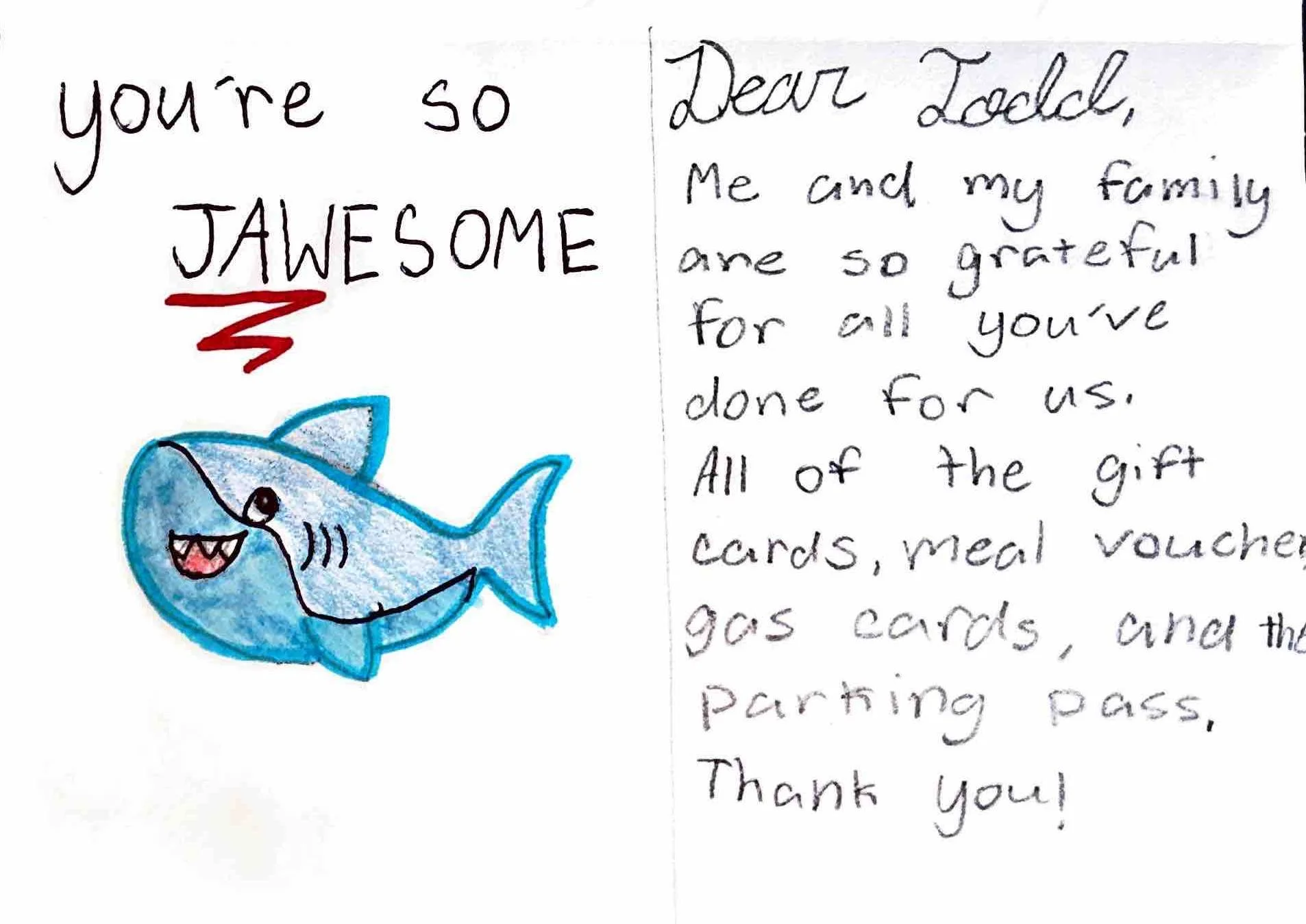 Todd received this thank you card but it&rsquo;s really a thank you to all of you as YOU make it all possible. You&rsquo;re all JAWesome.

We are #FacingChildhoodCancerTogether💛🎗💛 #MondayMotivation