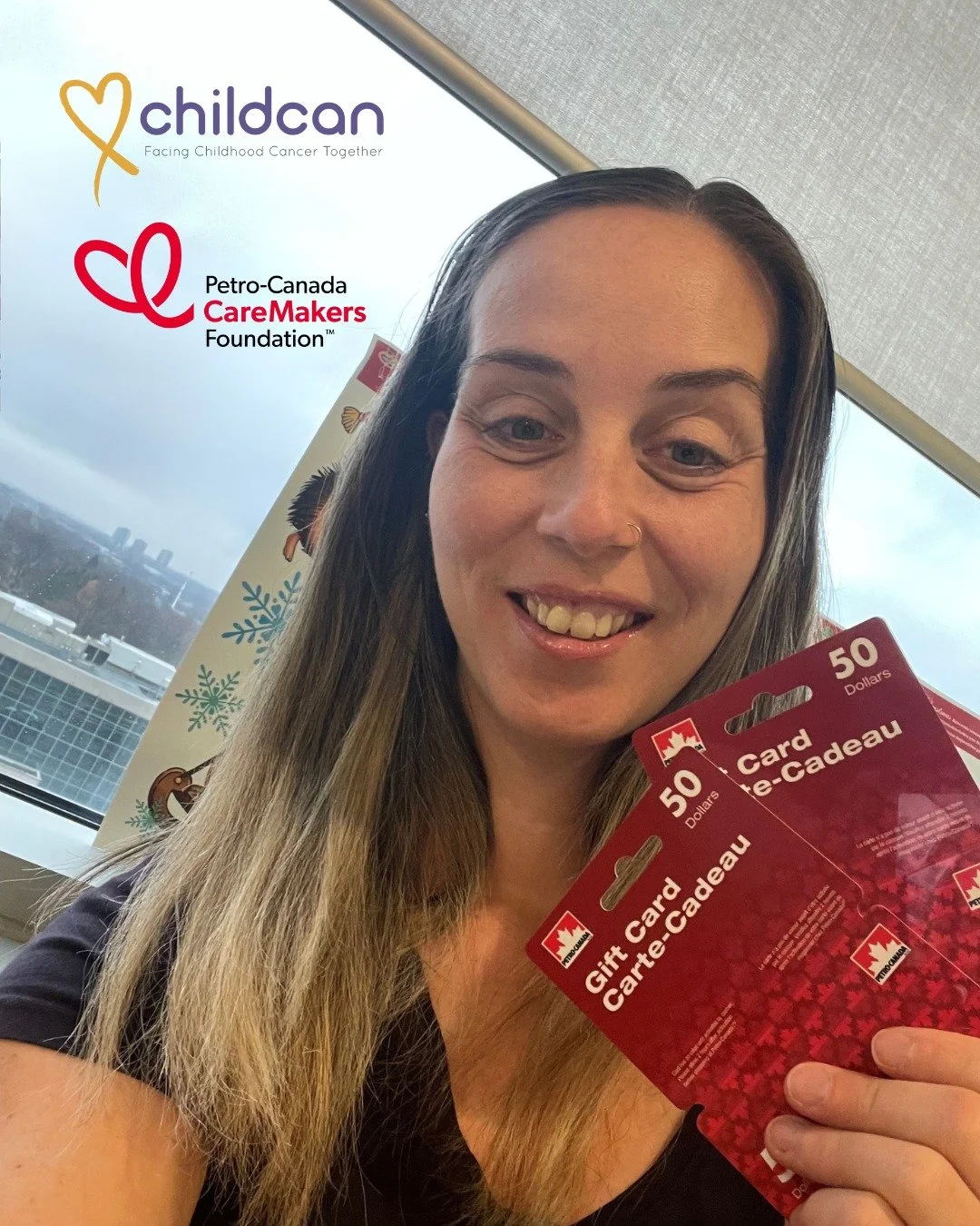 Just look at that smile! Thank you @petrocanadacaremakers for all the smiles you bring to Childcan families thanks to your support of our treatment-related travel program.

We are #FacingChildhoodCancerTogether 💛🎗💛
https://childcan.com/financial-s