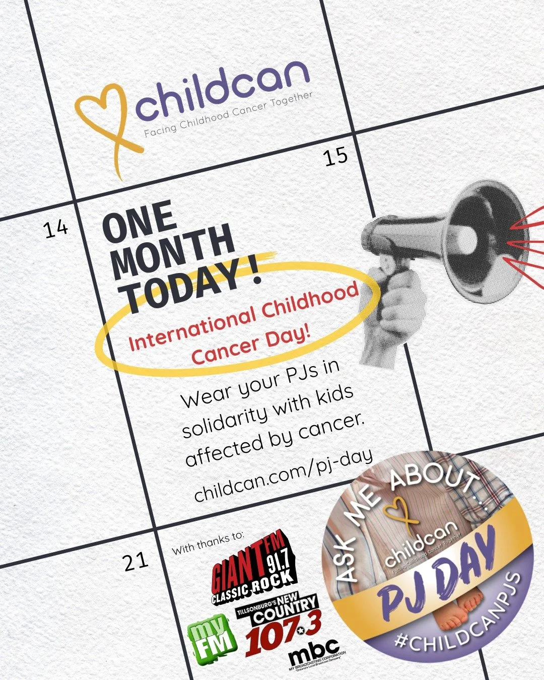📅ONE MONTH until International Childhood Cancer Day - aka PJ Day! It's the easiest and coziest way to support Childcan - just stay in your PJs in solidarity with kids going through cancer treatment who rarely get out of theirs. 

Need to persuade yo